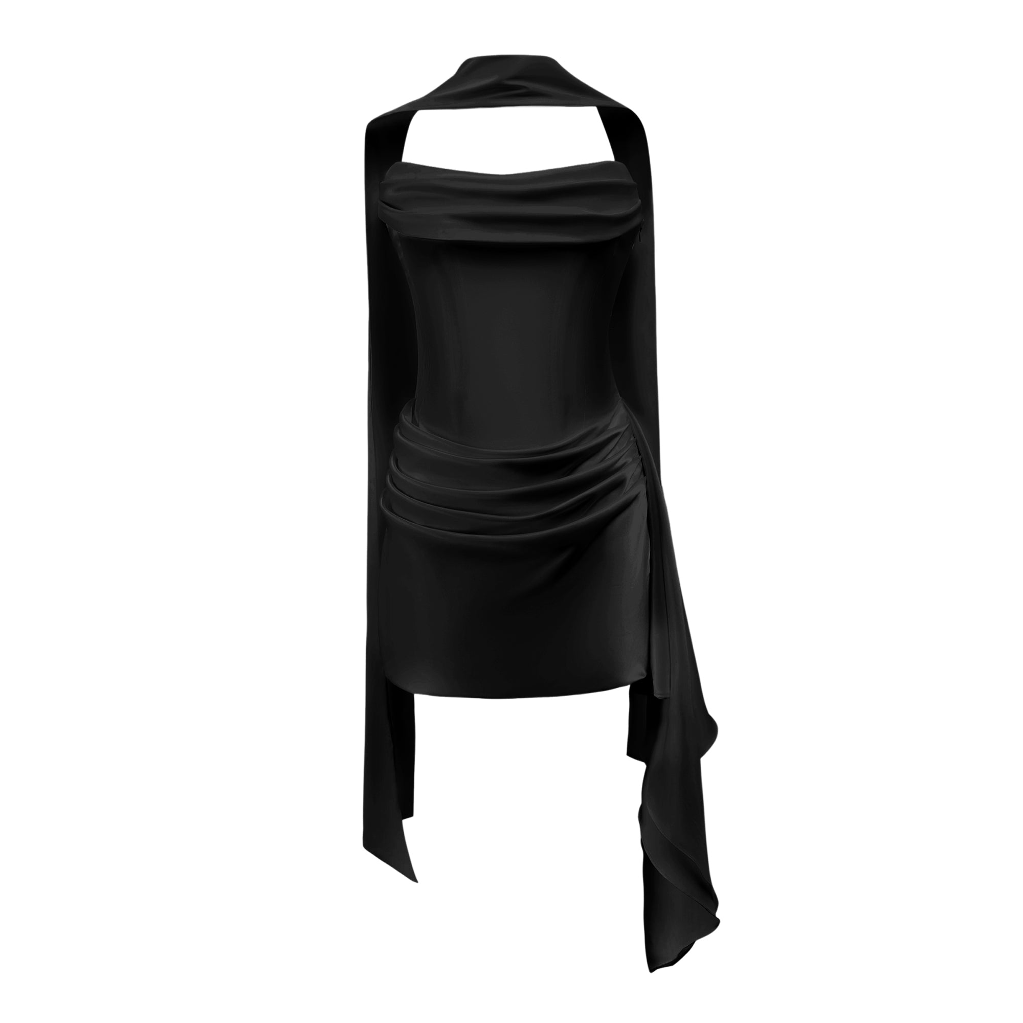 Zenina Weißes, gerafftes Minikleid mit Banddetails