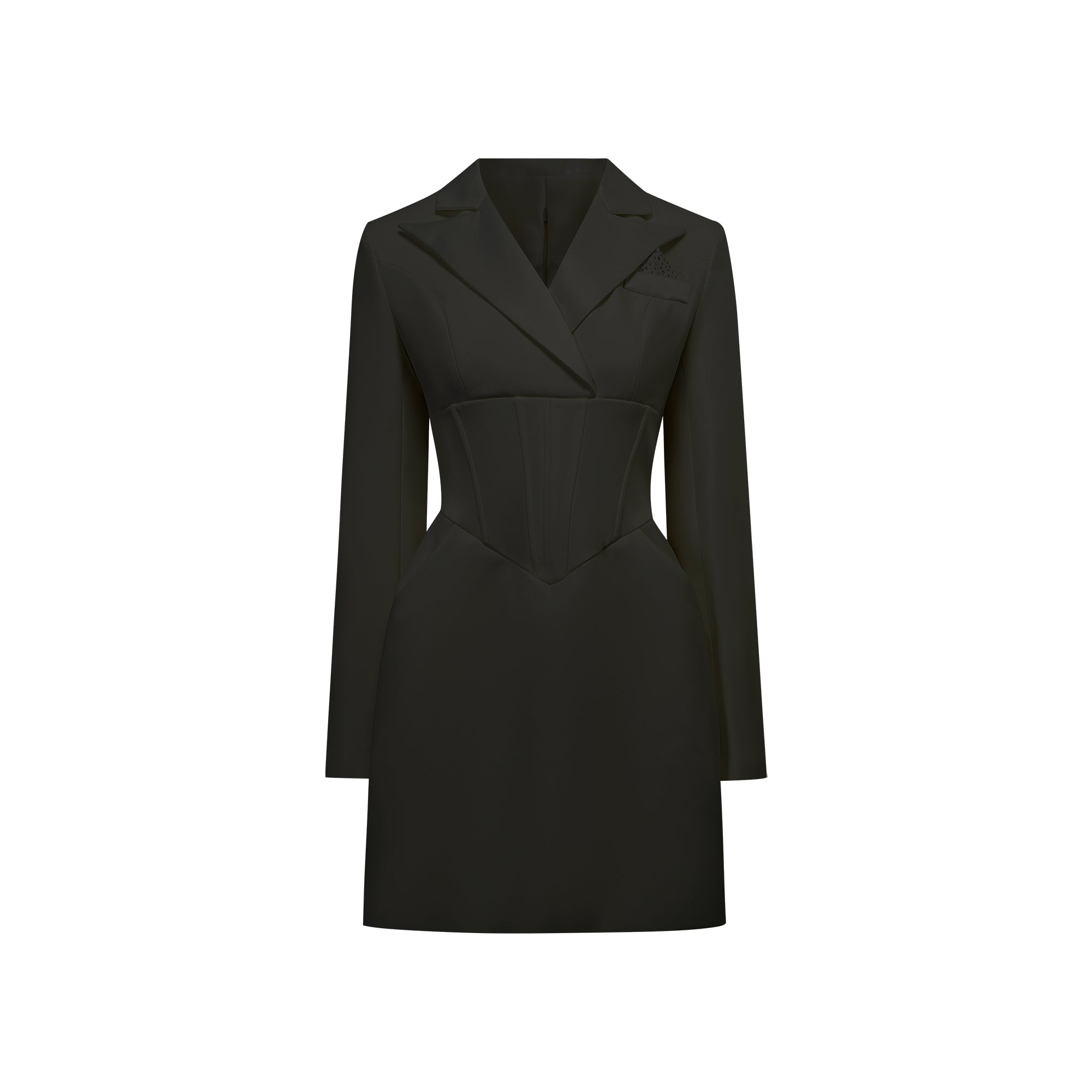 Inmaculada Black Boned Bodice Mini Blazer Dress