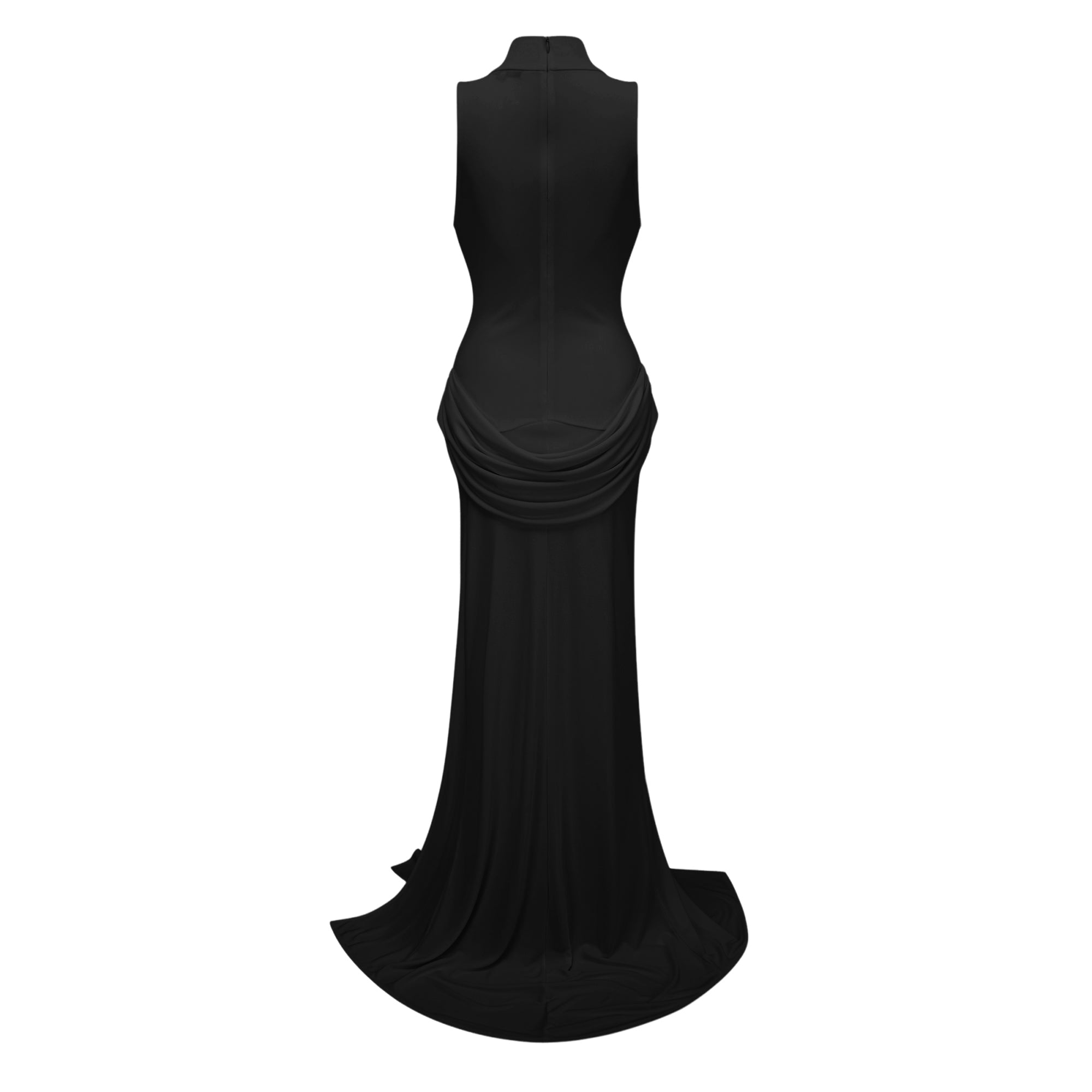 فستان ماكسي أبيض بياقة مدورة من Mystérieuse