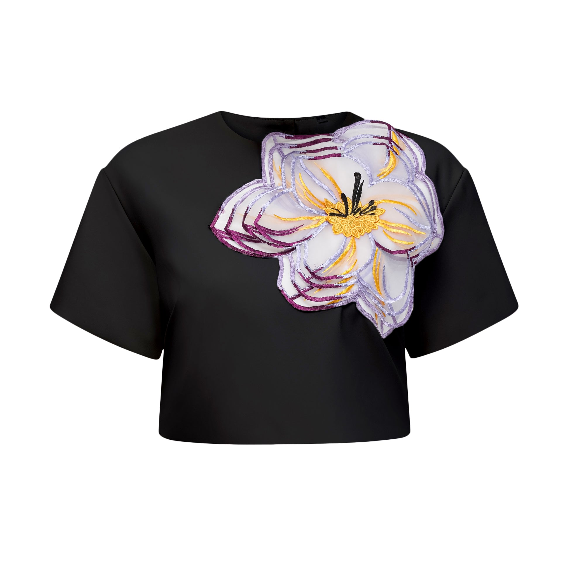 طقم إيرين بلاك المتطابق المطرز بالترتر والزهور