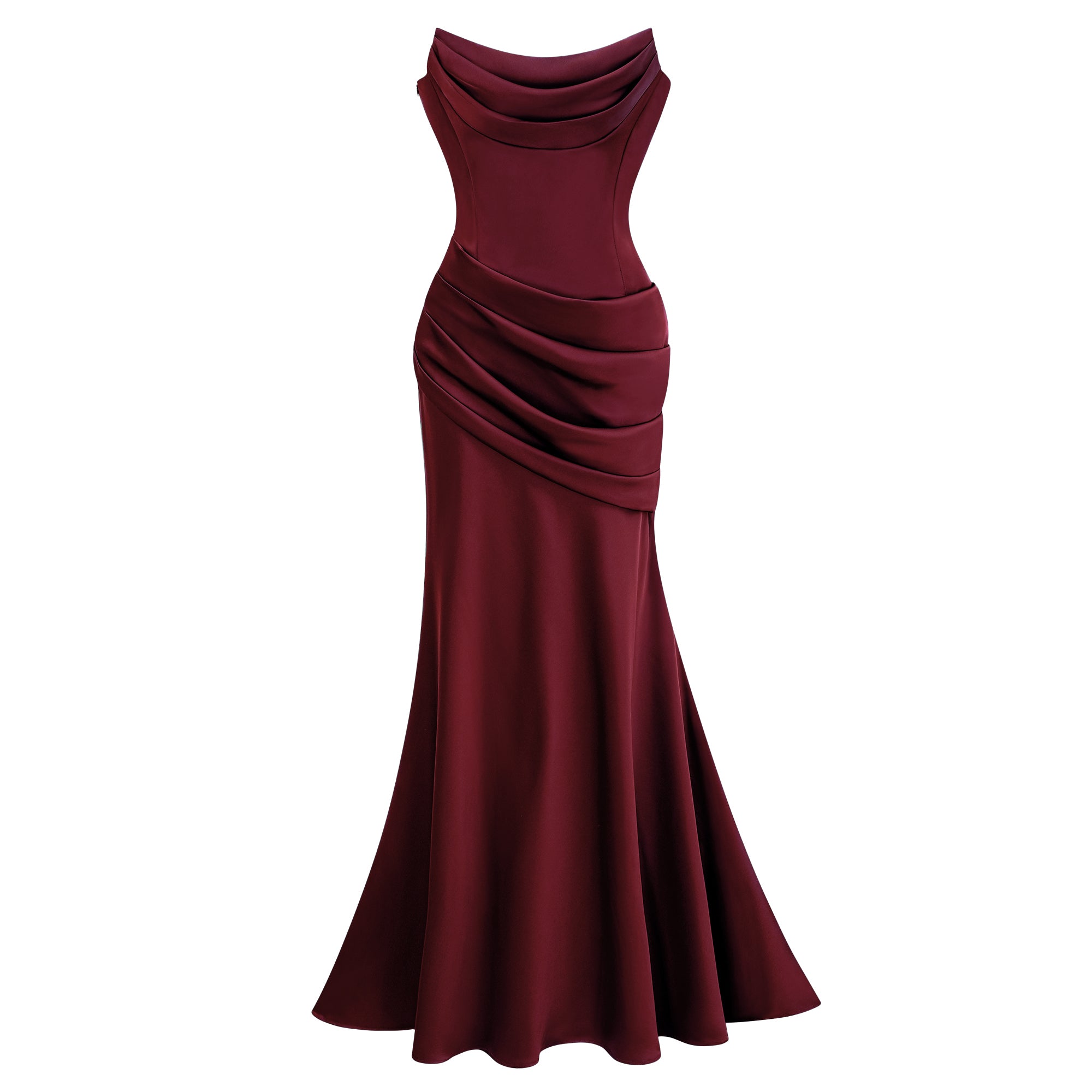 Marilou Brown gerafftes Satin-Maxikleid