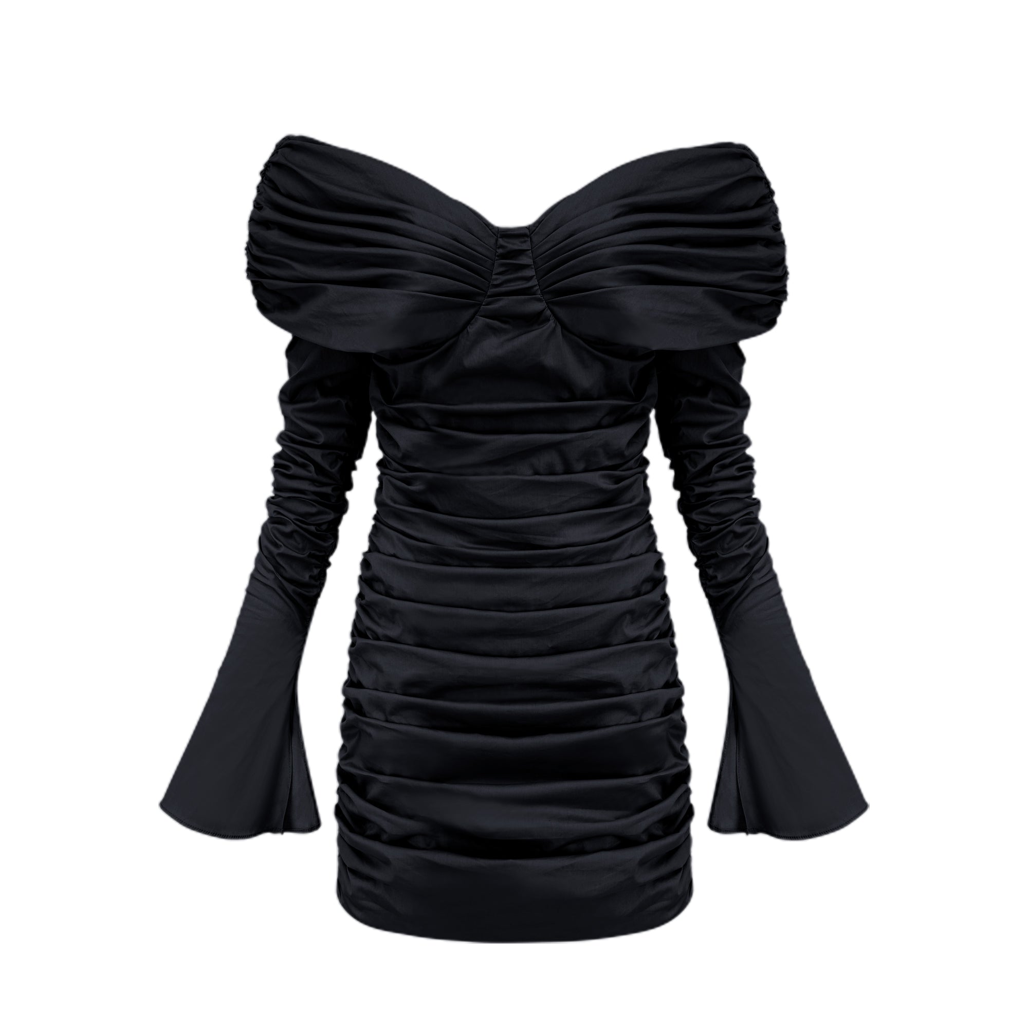 Apolline black off-shoulder ruched mini dress (Final Sale)