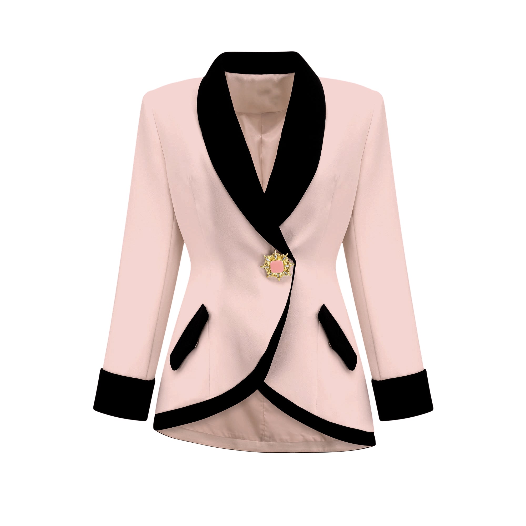 طقم فيسبيرا من قطعتين، جاكيت وتنورة بألوان متباينة