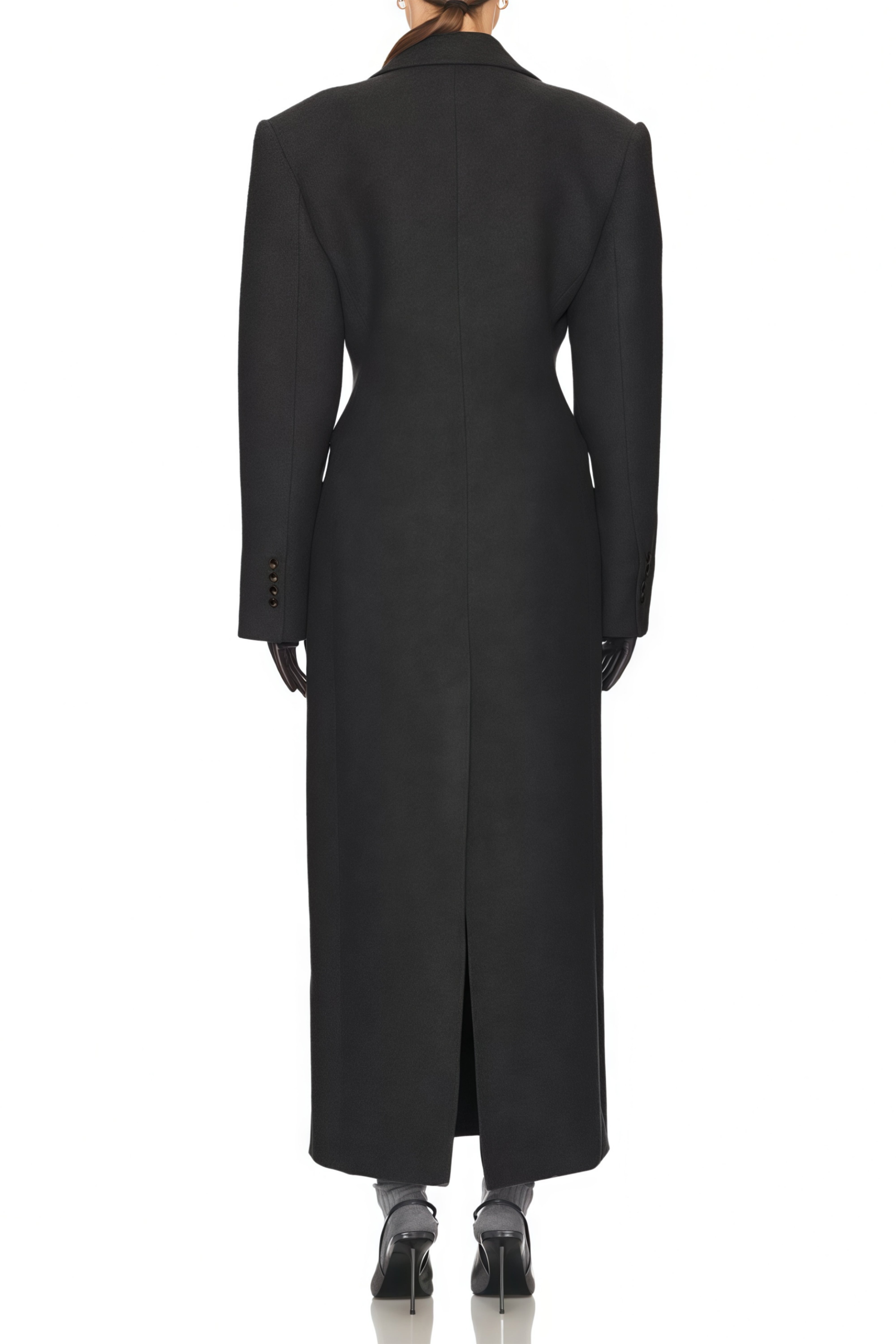 Leire Dark Grey Single-Breasted Tweed Overcoat