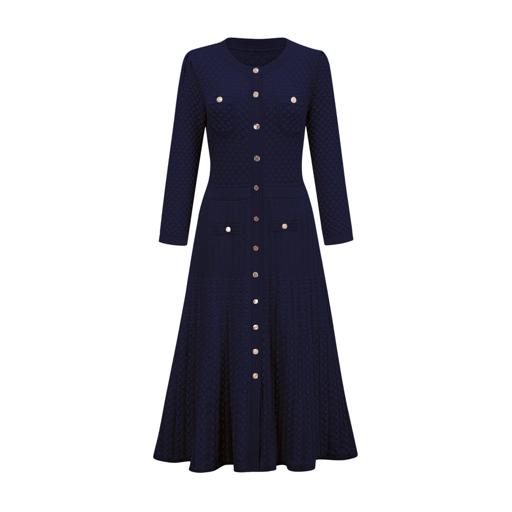 BLUE STRIPE ELODIE RIB DRESS