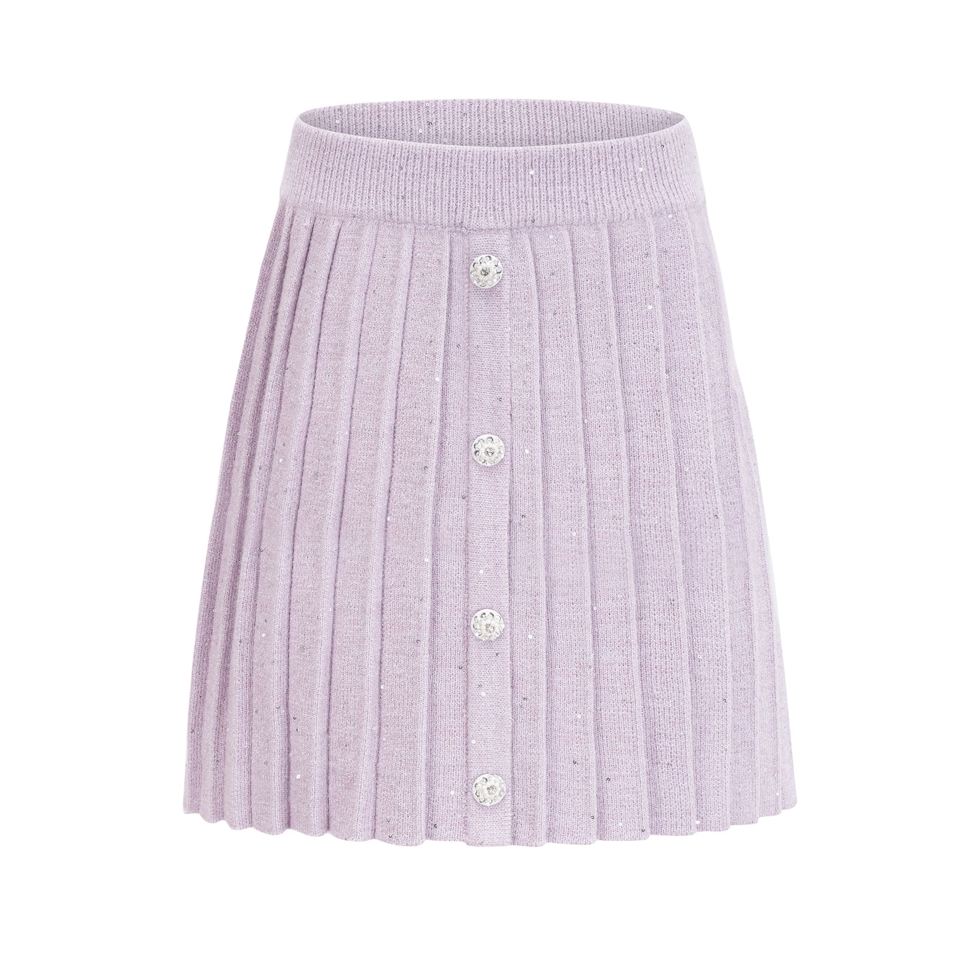 طقم جاكيت وتنورة متناسقين من Fabienne بتفاصيل الترتر باللون الأرجواني