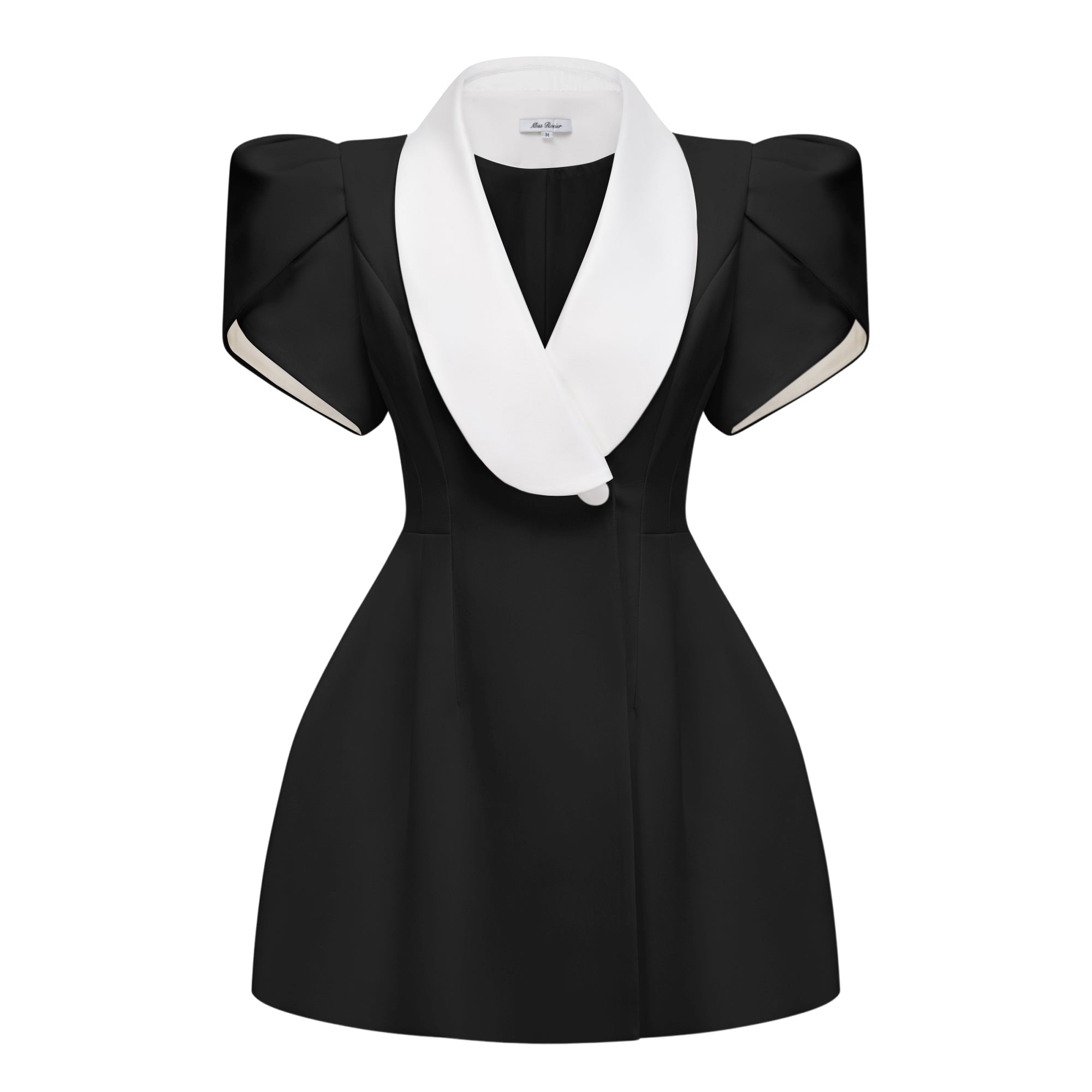 Acharya Color Block Shawl Lapel Mini Dress