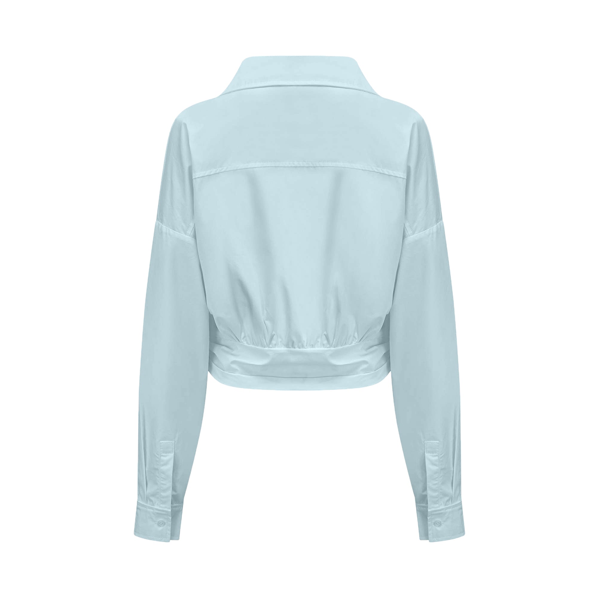 Coline Blue Asymmetrical Ruched Shirt