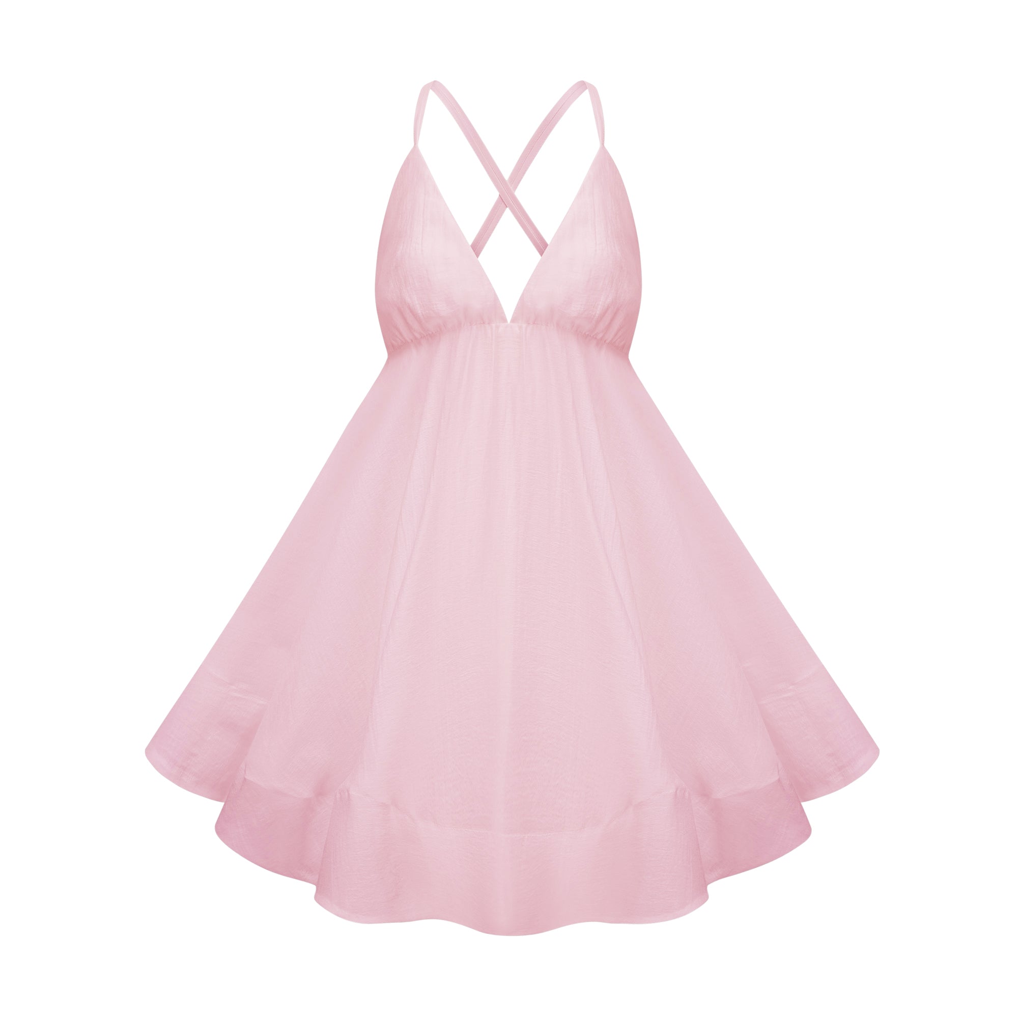 فستان كوينسي الأبيض القصير المكشكش