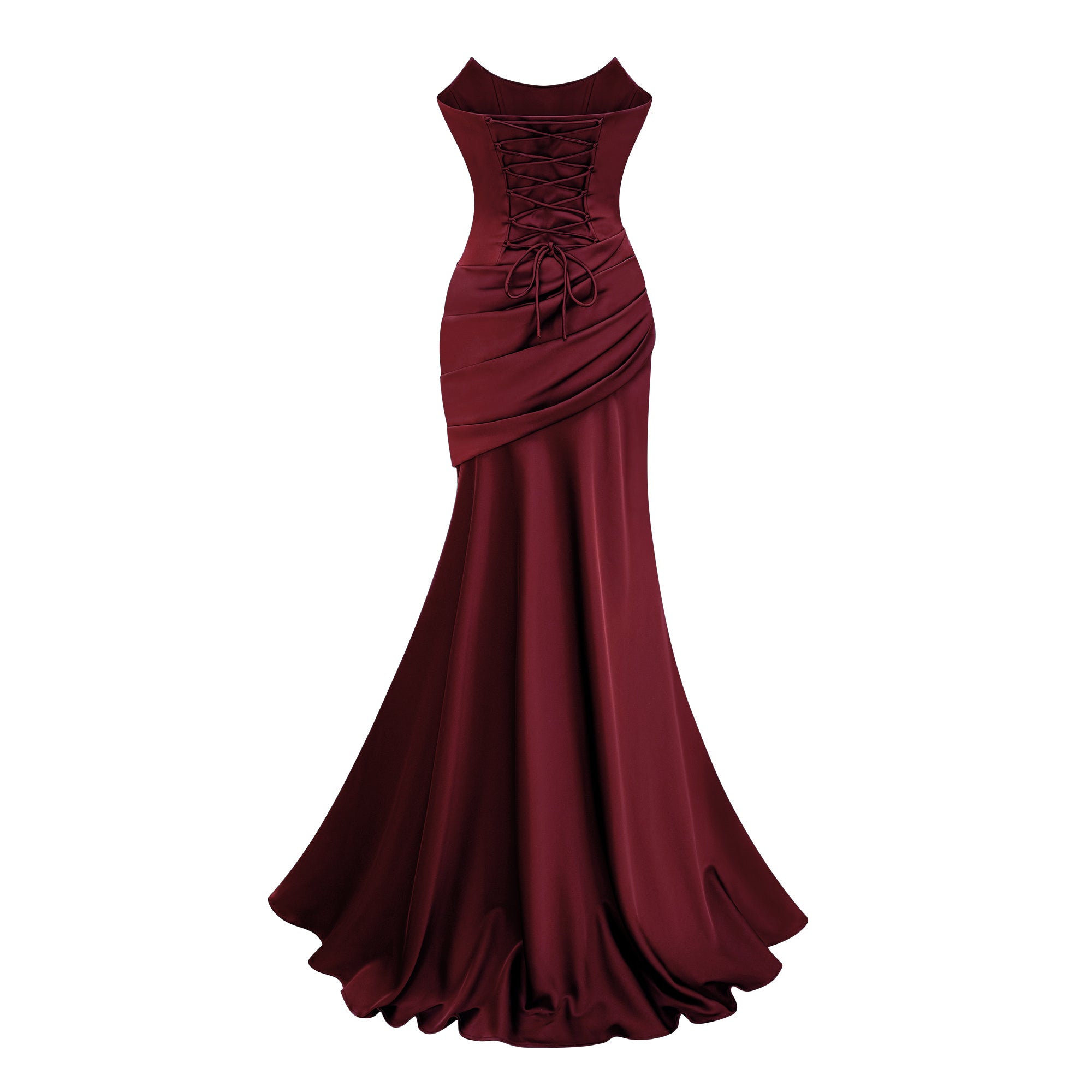 Marilou Brown gerafftes Satin-Maxikleid