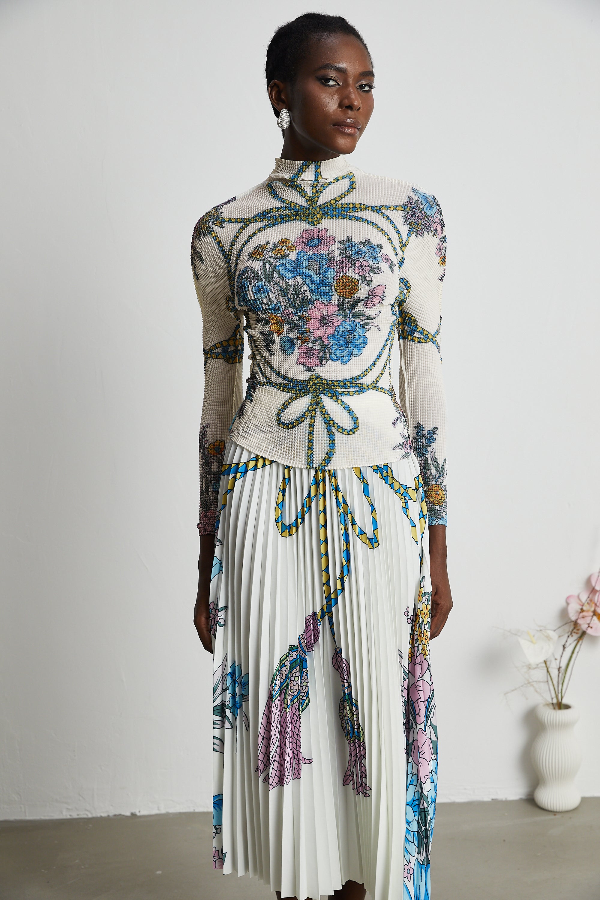 Passendes Set aus Oberteil und Rock mit Musterdruck von Huguette