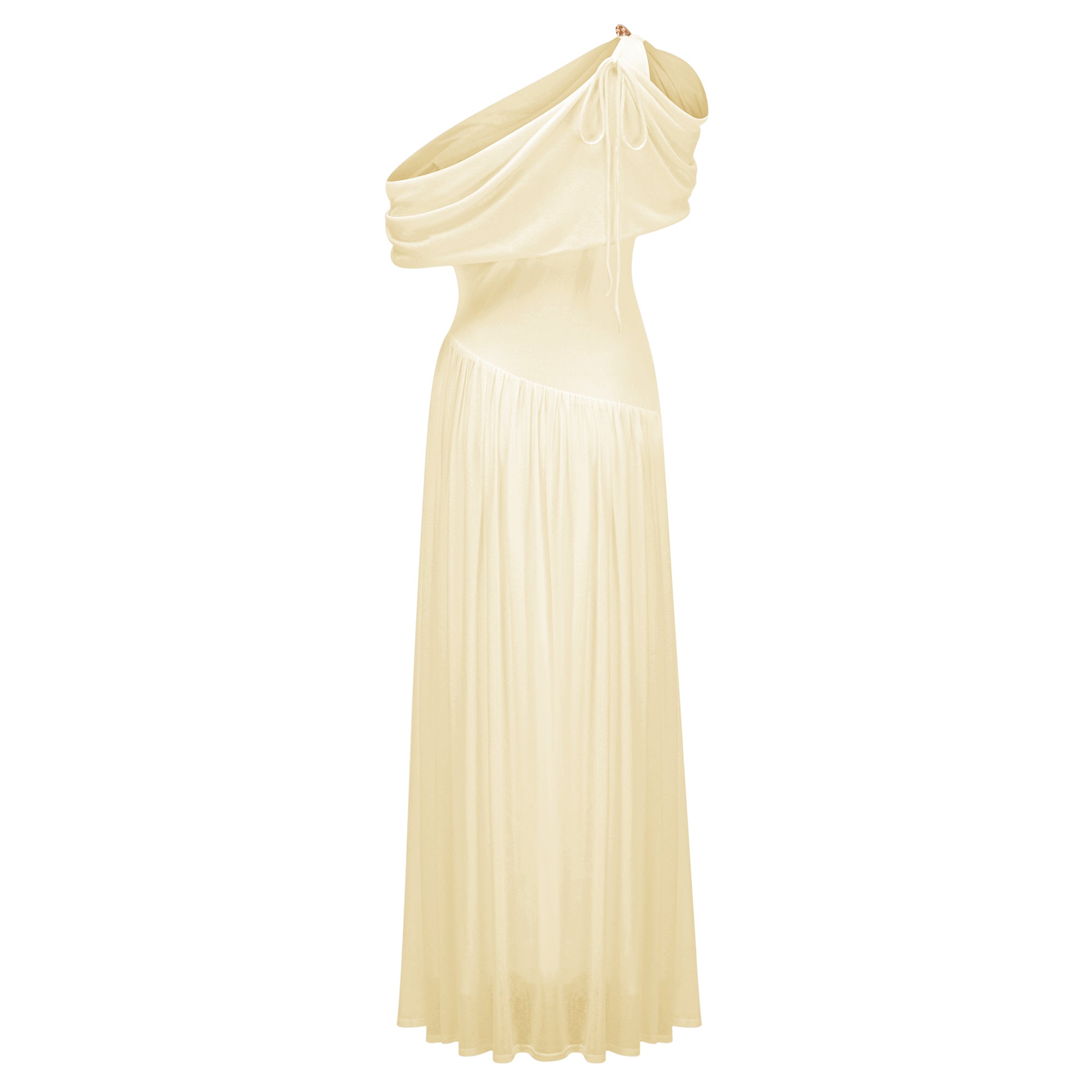 Sigrun Yellow Asymmetrical Gathered Maxi Dress