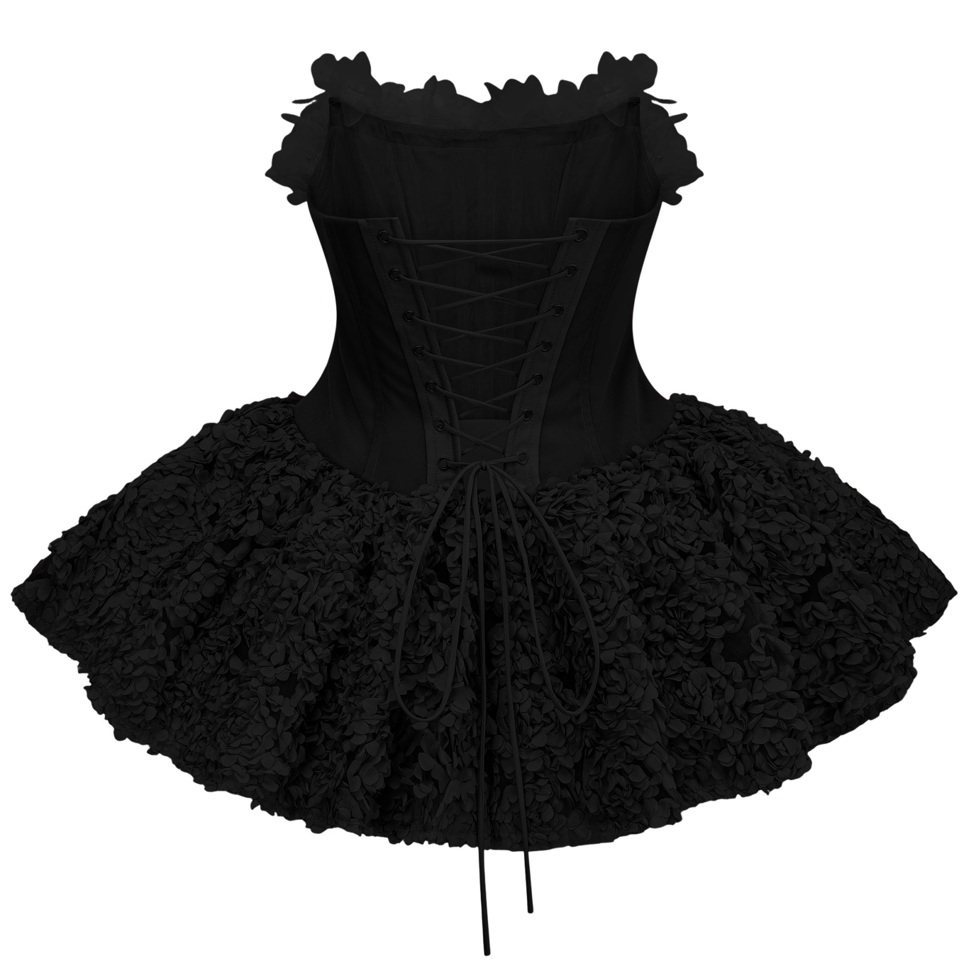 Rachel Black 3D Petal Tulle Mini Dress