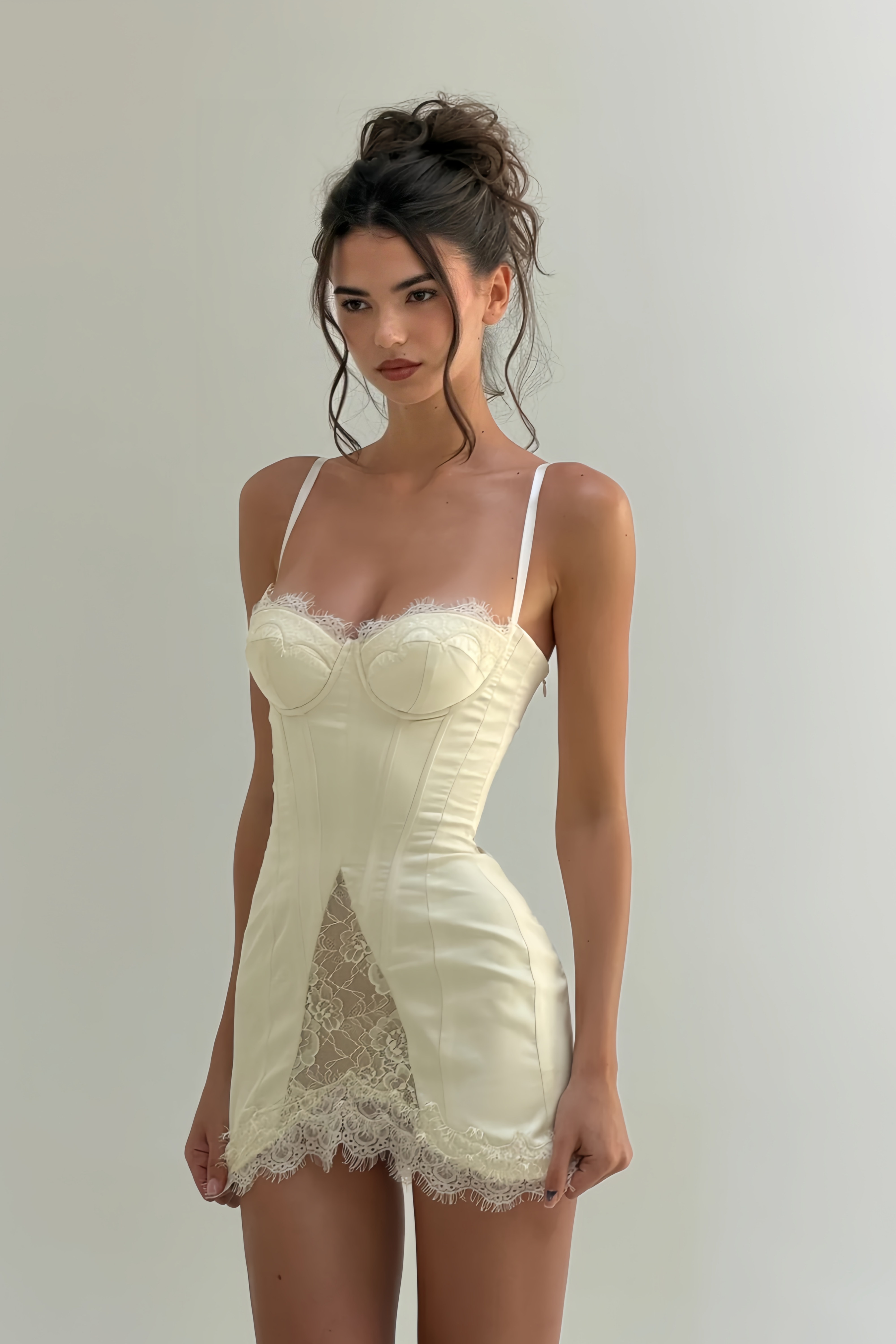 Ivory Satin Slip Dress