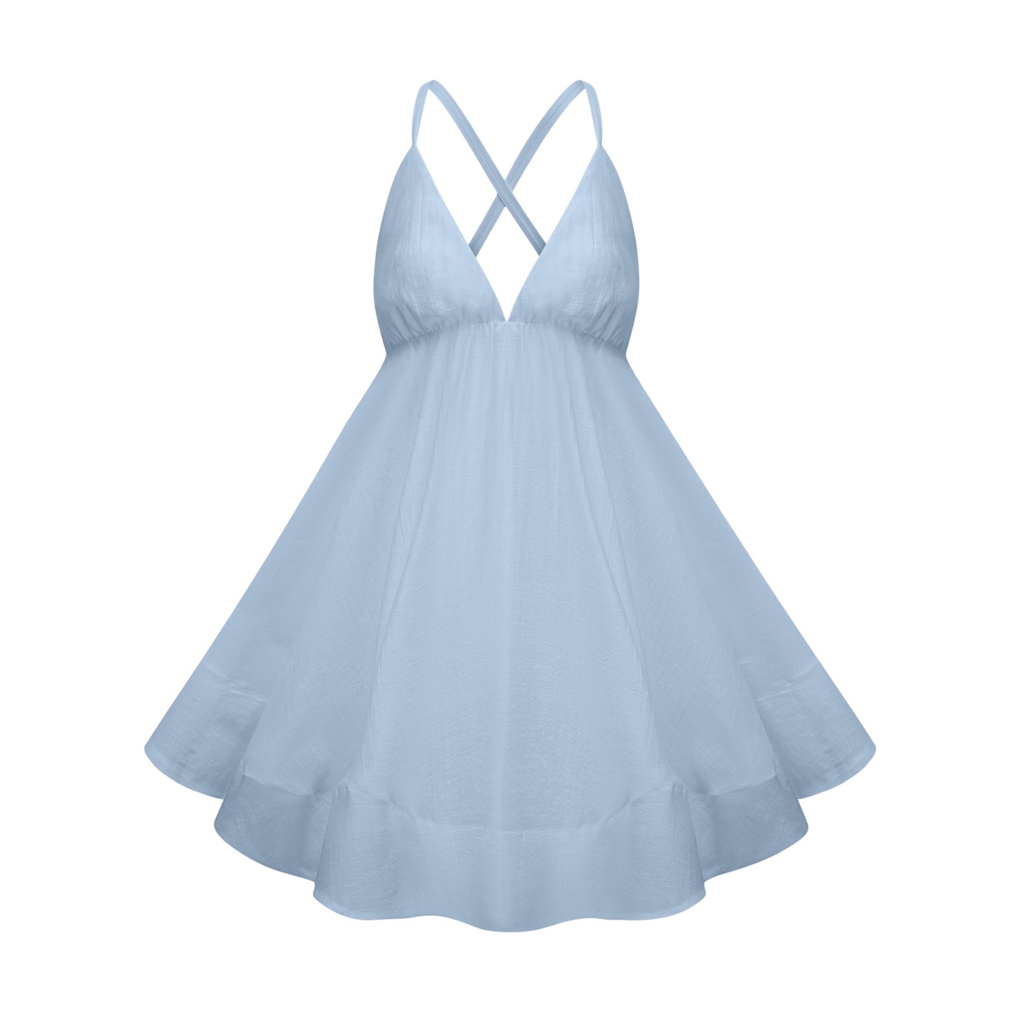 فستان كوينسي الأبيض القصير المكشكش