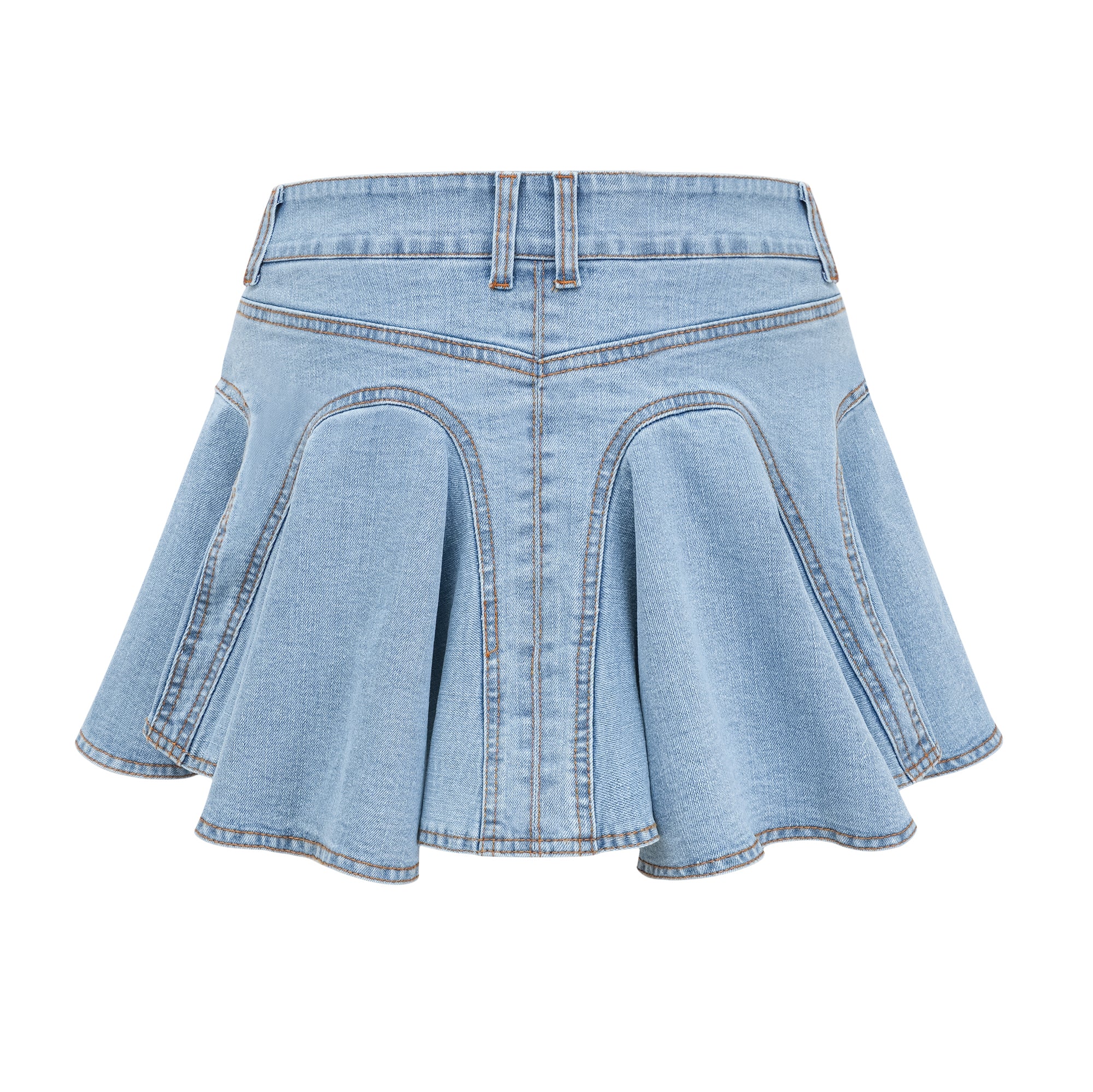 Capucine denim flounce-hem skirt