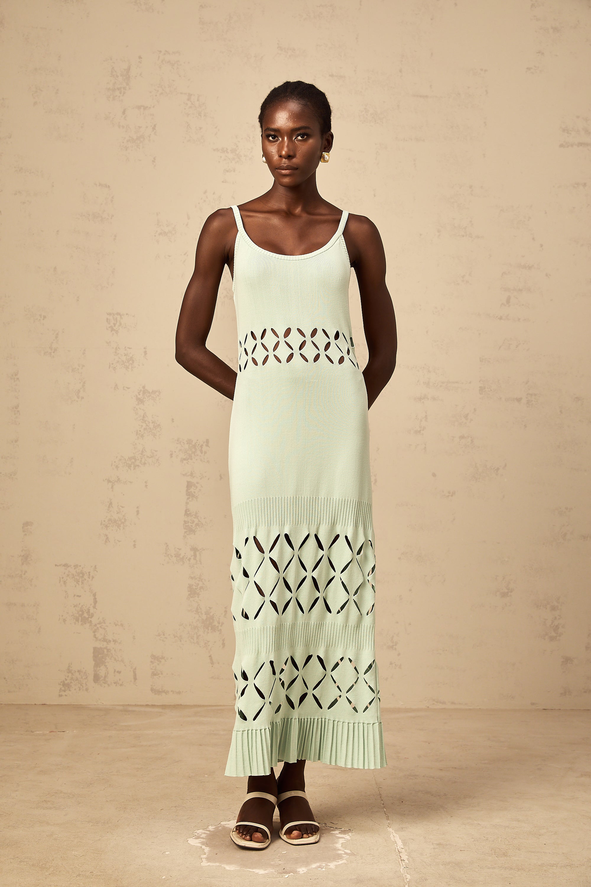 Léonore green cut-out knitted maxi dress (Final Sale-US Only)