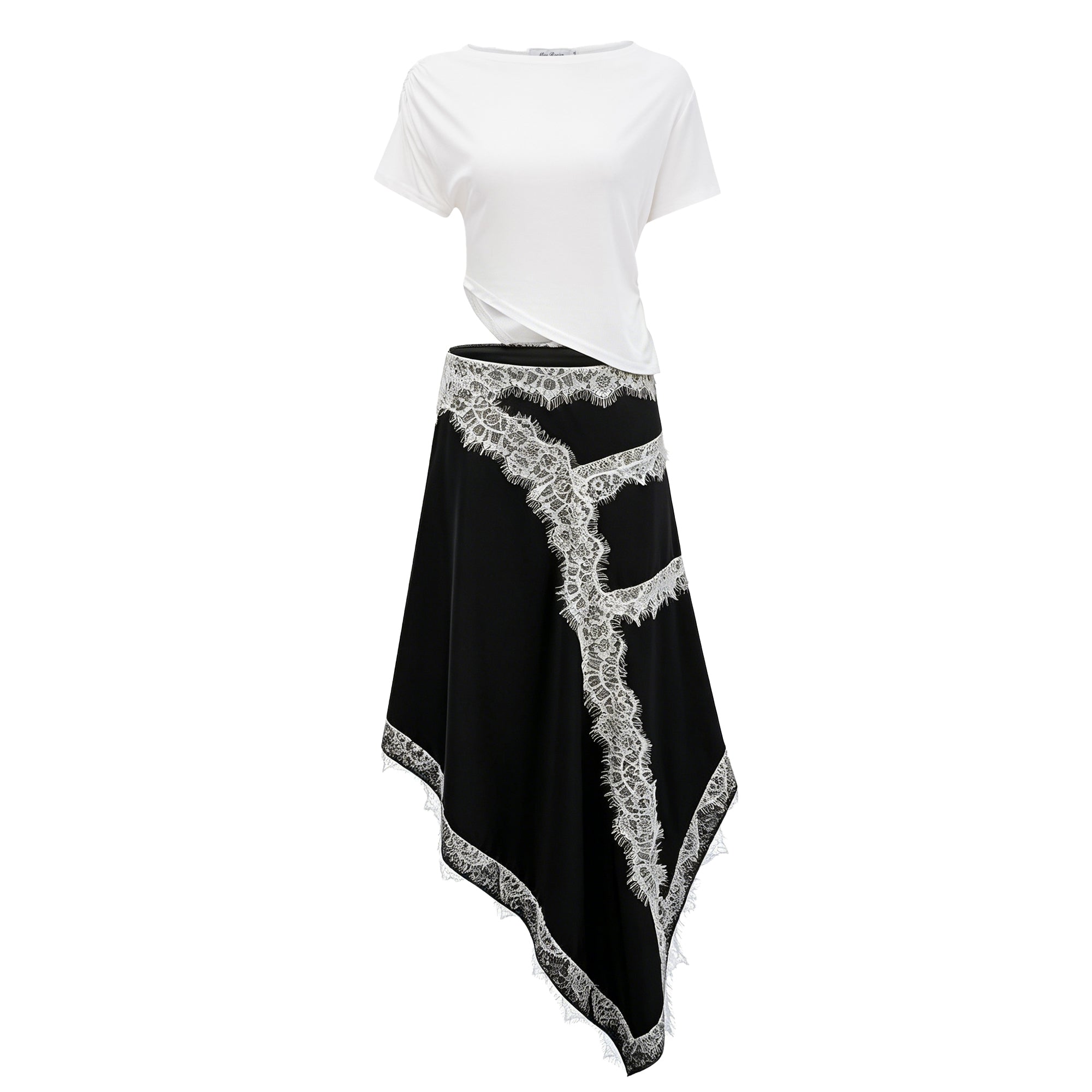 Fiamma Color Block Gathered Lace Panel Maxi Dress
