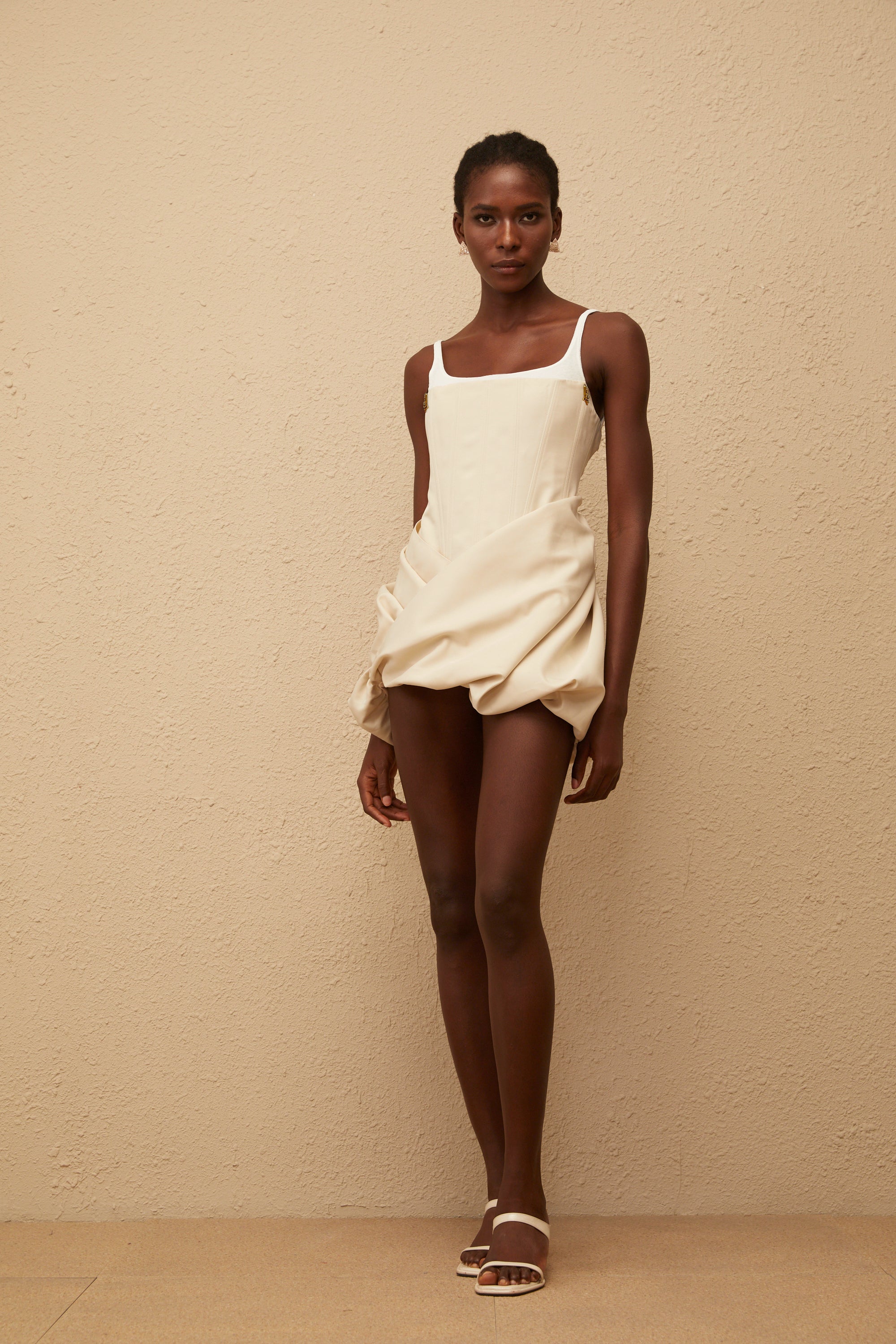 Inaya Neutral Panel Corset Mini Dress