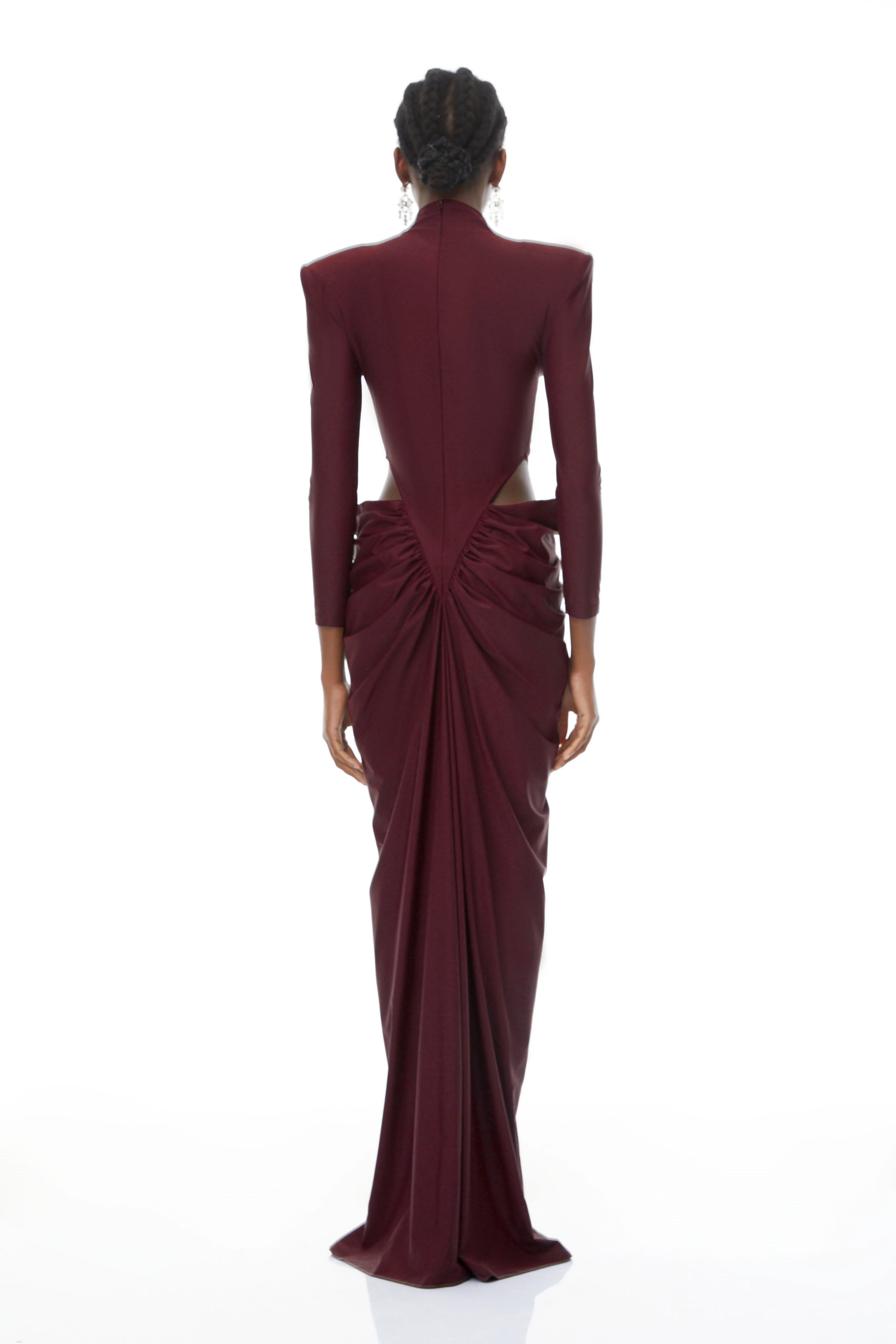 Arlene Red Cut Out Ruched Maxi Dress