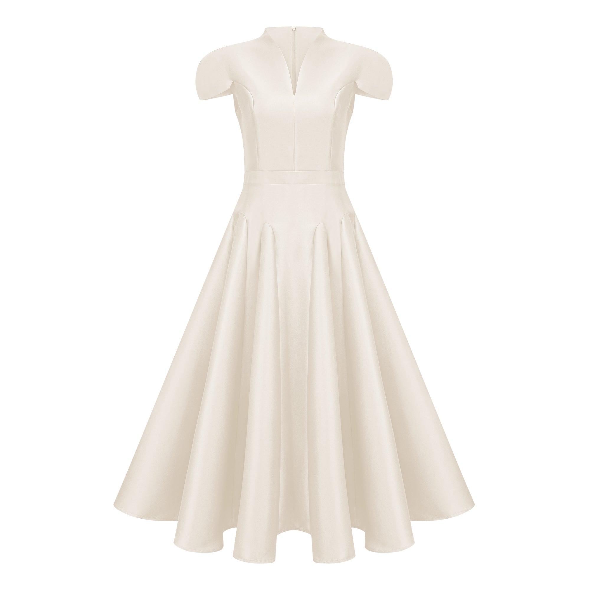 فستان أفينتين أبيض متوسط الطول بتصميم جوديت