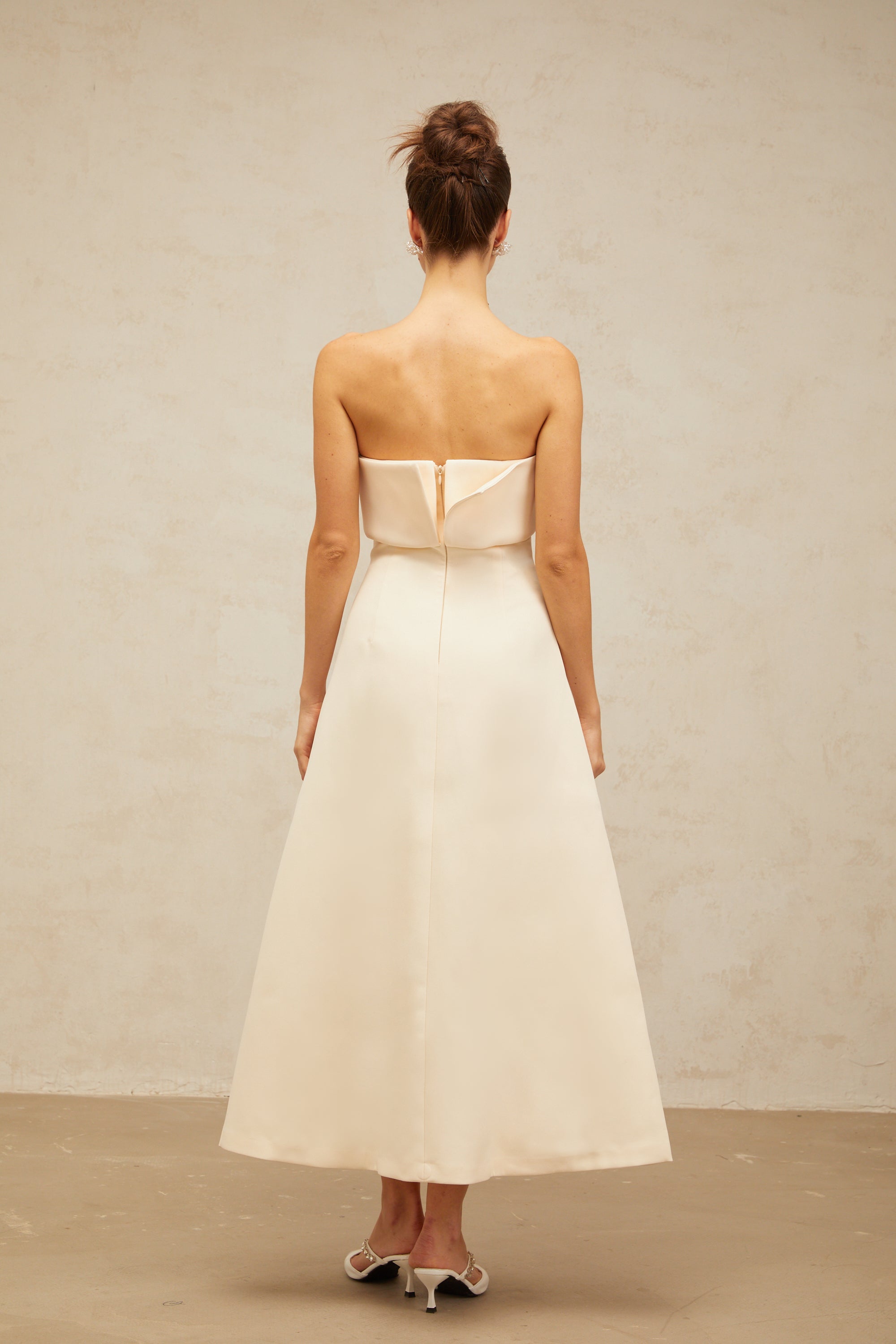 Raphaëlle white folded corset midi dress