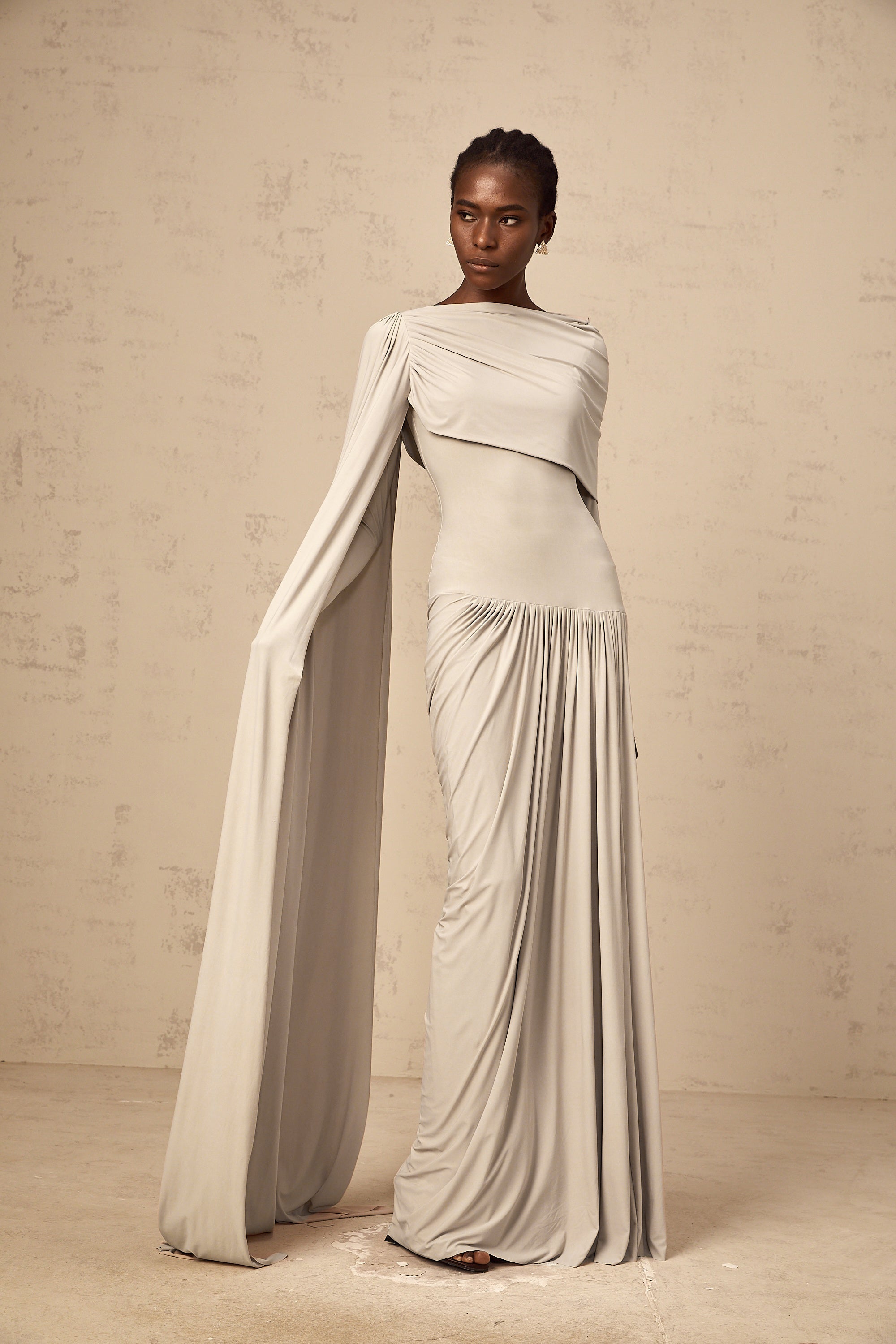 Gaëlle neutrals ribbon-design draped maxi dress (Final Sale-US Only)