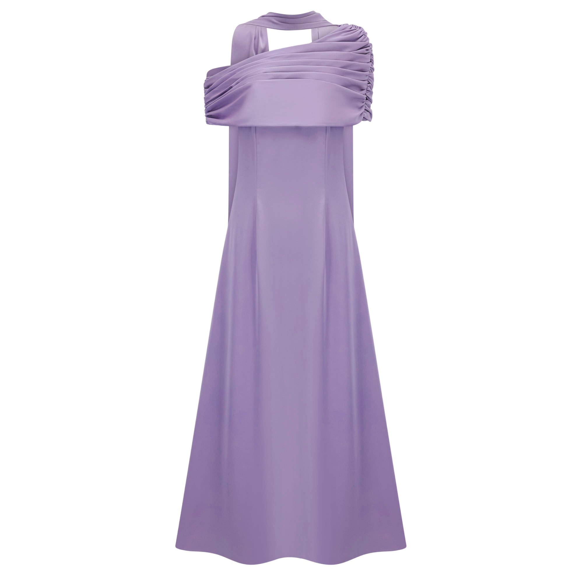Benedetta Lilac One Shoulder Satin Maxikleid
