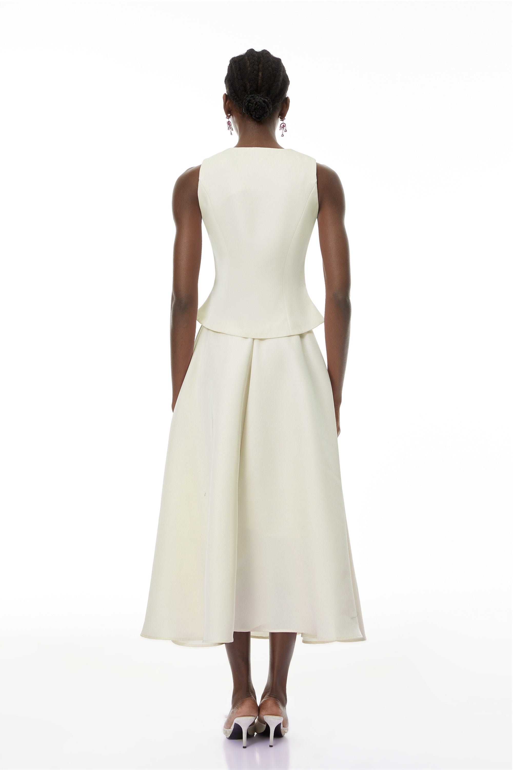 Wilhelmine Neutral Embellished Top & Skirt Set