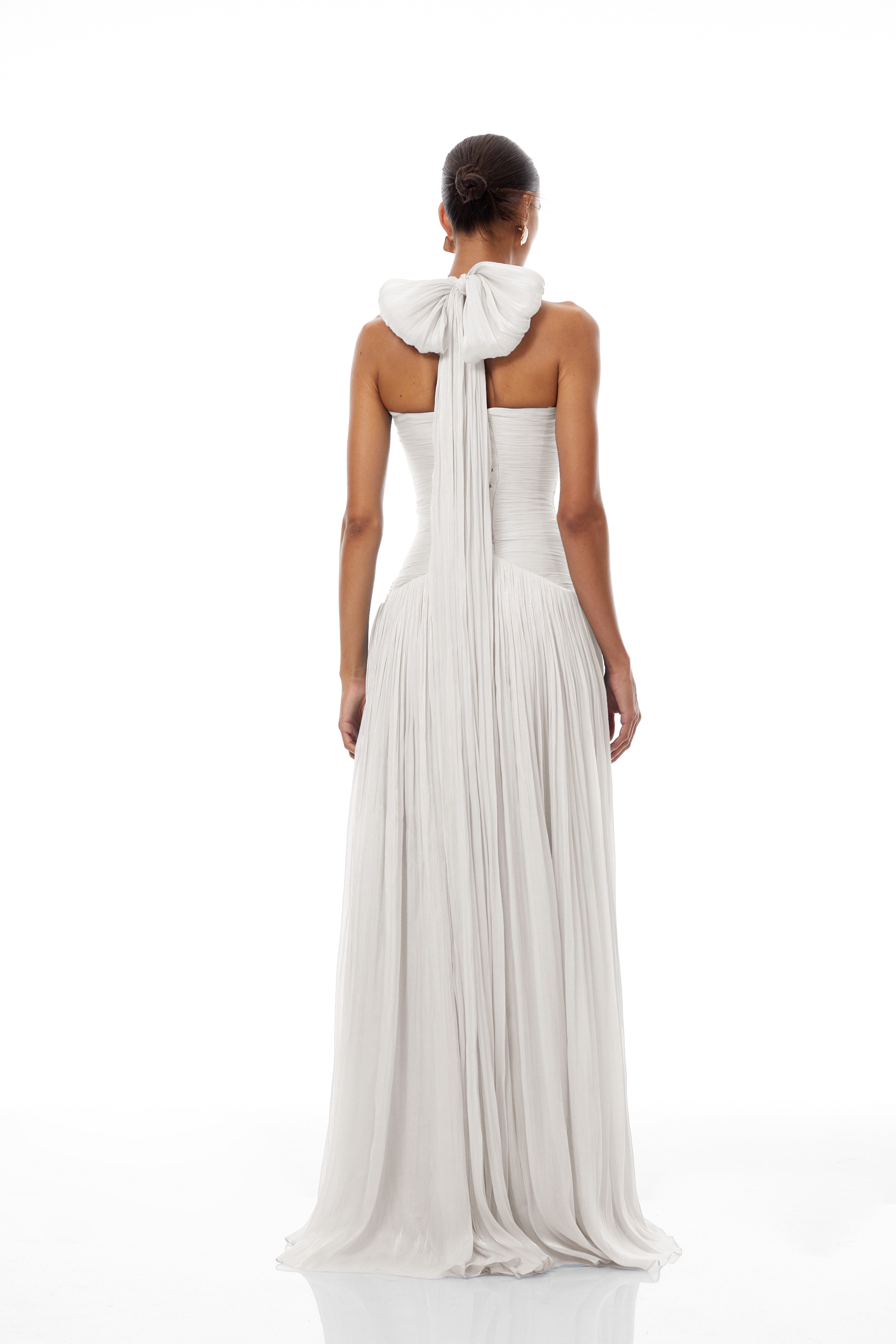 Térébenthine White Glossy Gathered Maxi Dress
