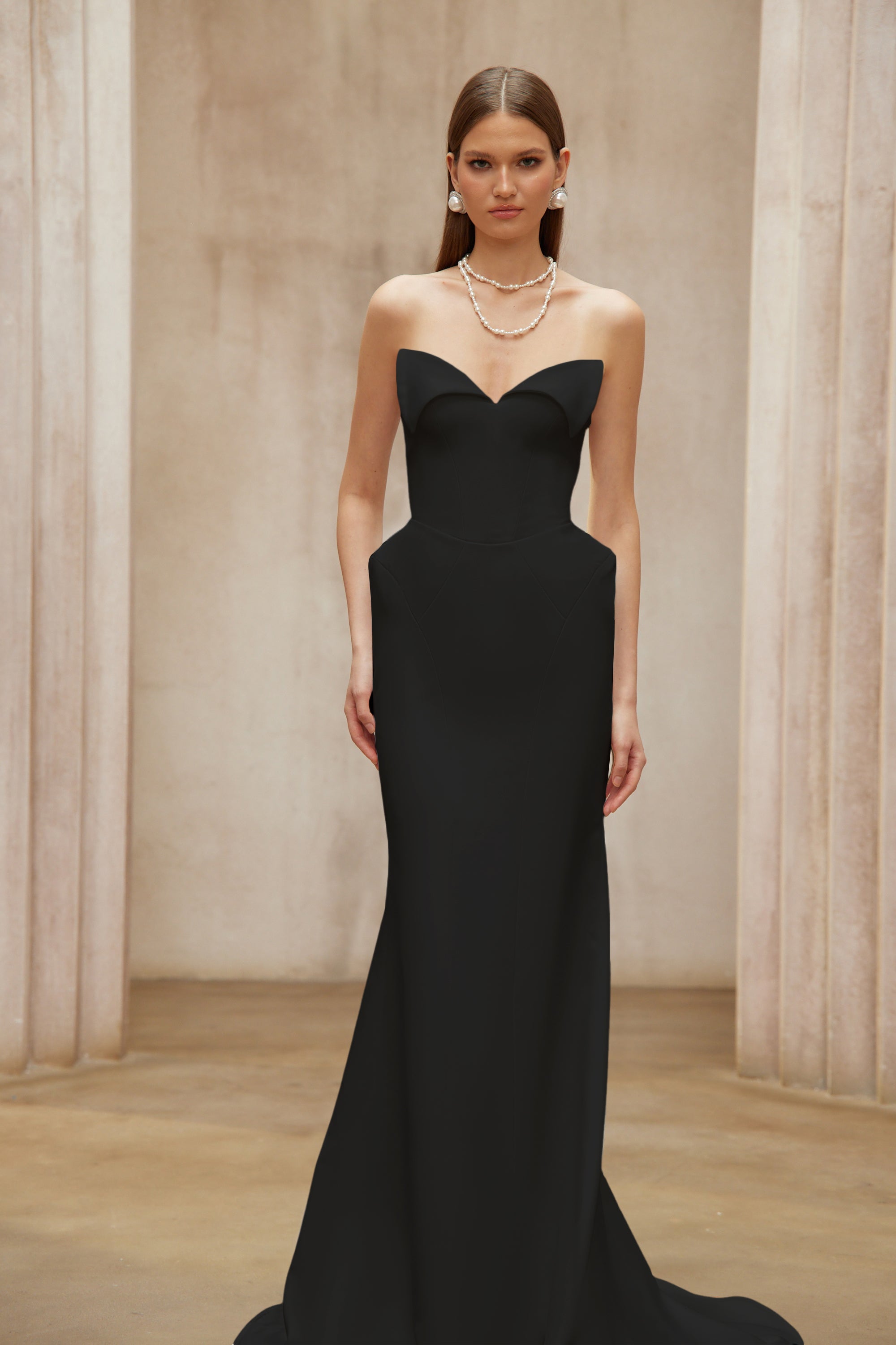 Alba Black Barrel Waist Corset Maxi Dress