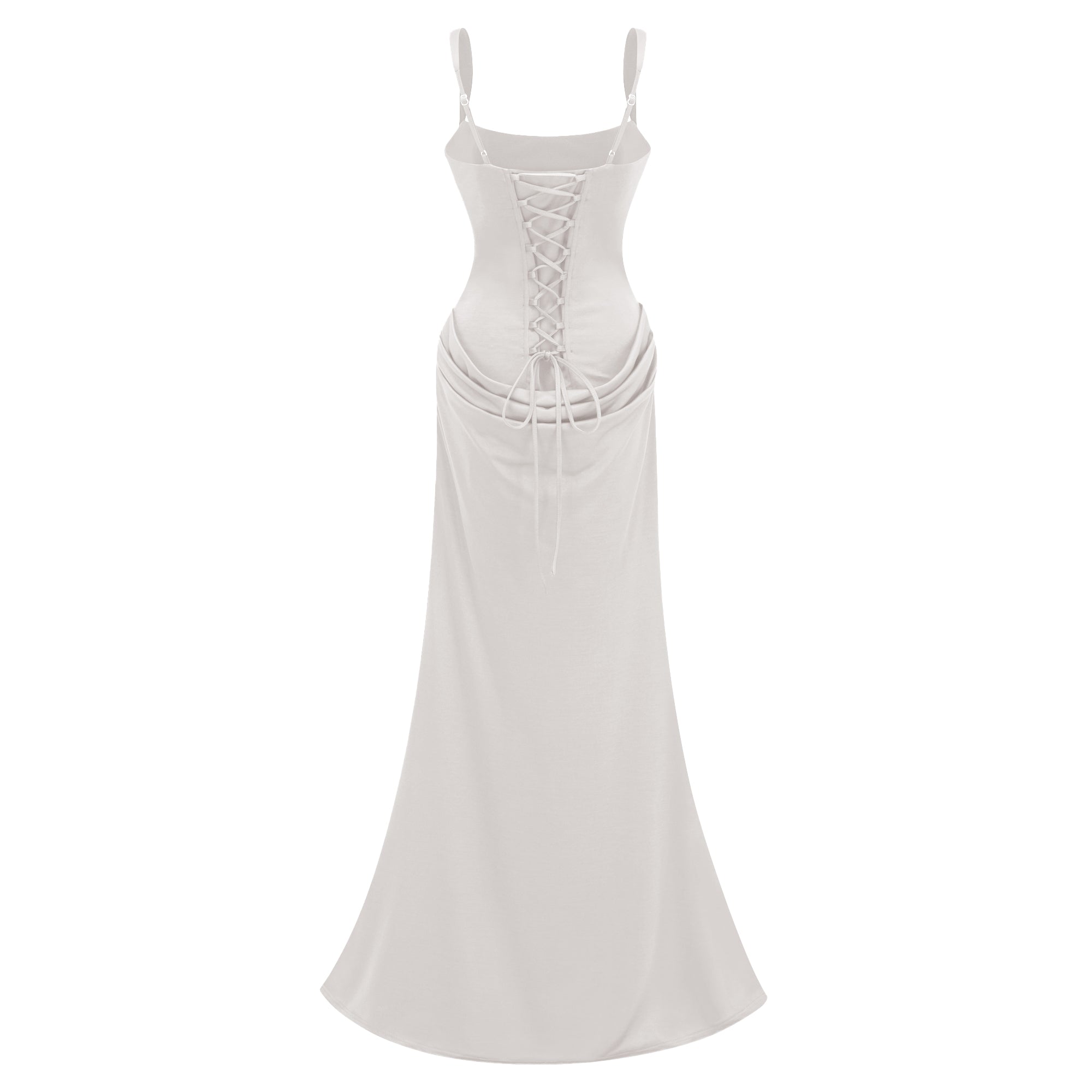 Robe longue corset à volants Paulette White