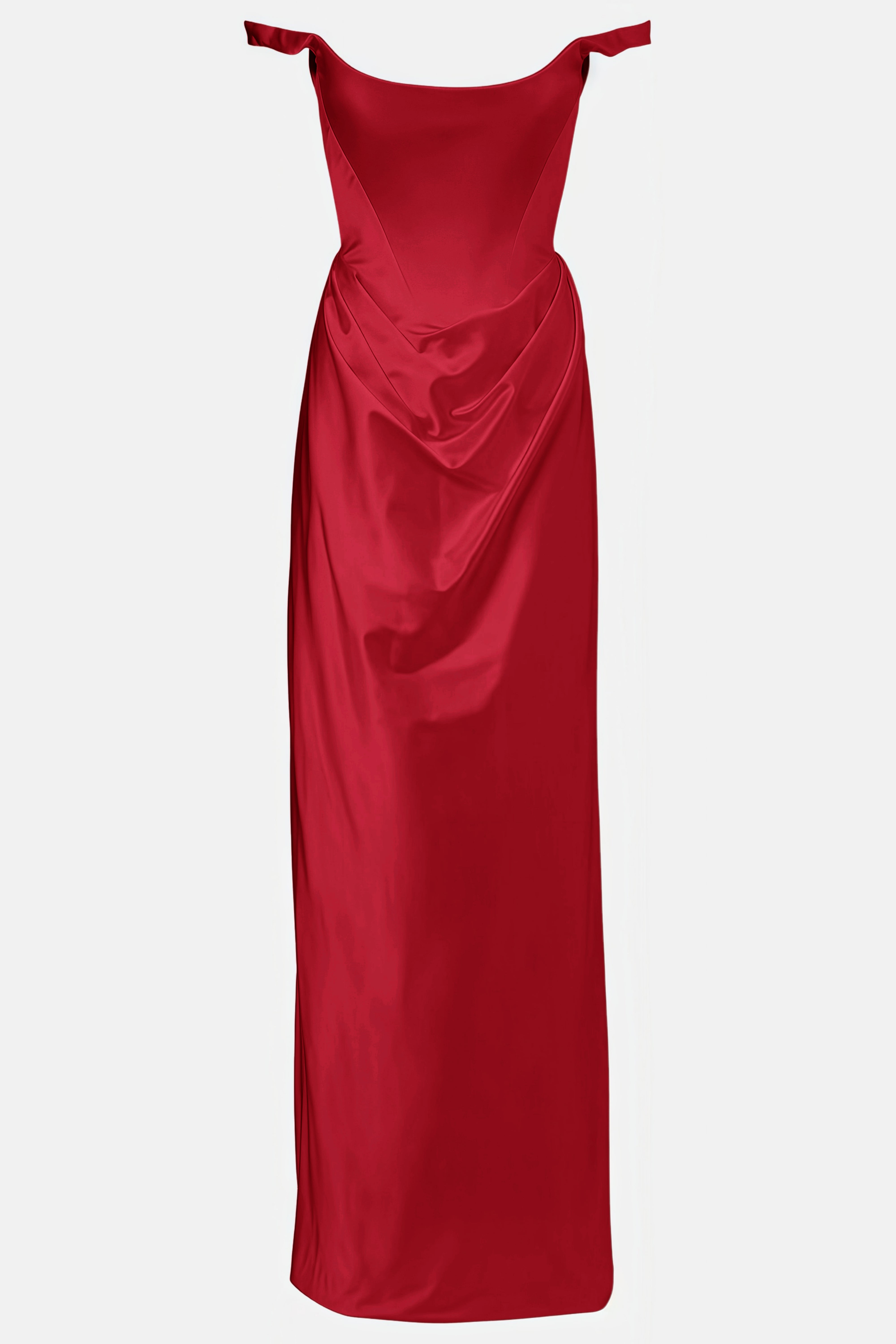 Fiona Rotes Satin-Maxikleid mit eckigem Ausschnitt