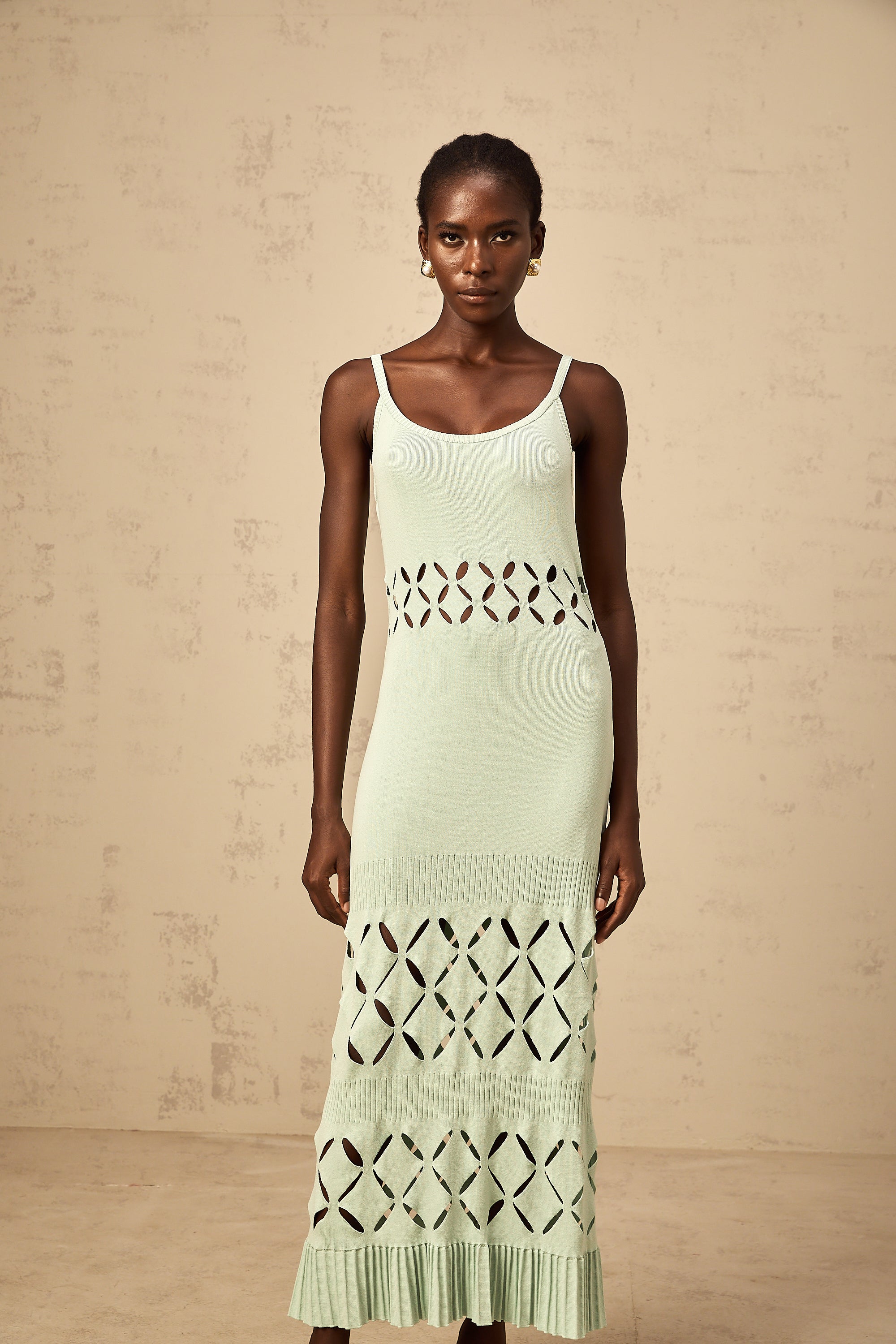 Léonore green cut-out knitted maxi dress (Final Sale-US Only)