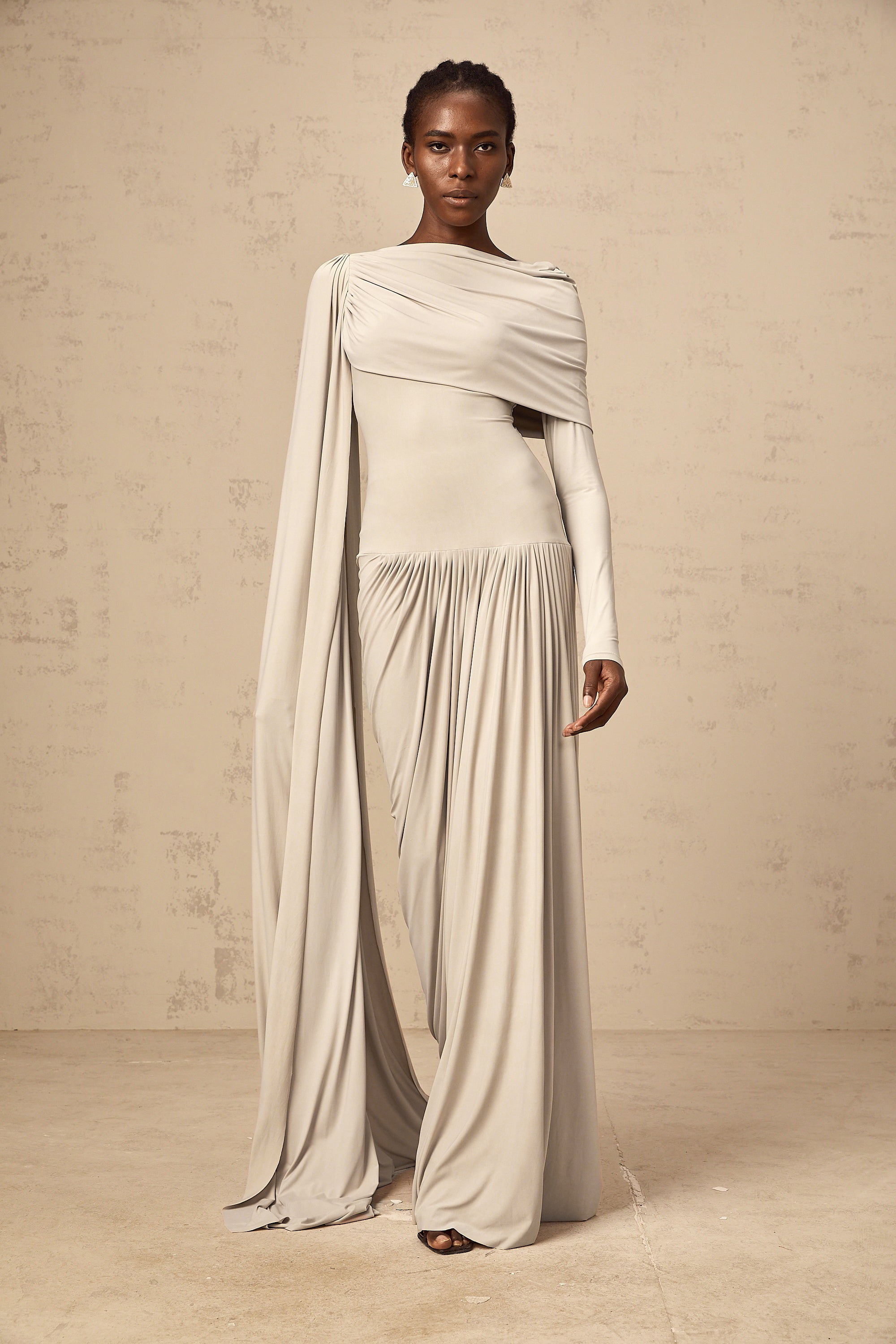 Gaëlle neutrals ribbon-design draped maxi dress (Final Sale-US Only)