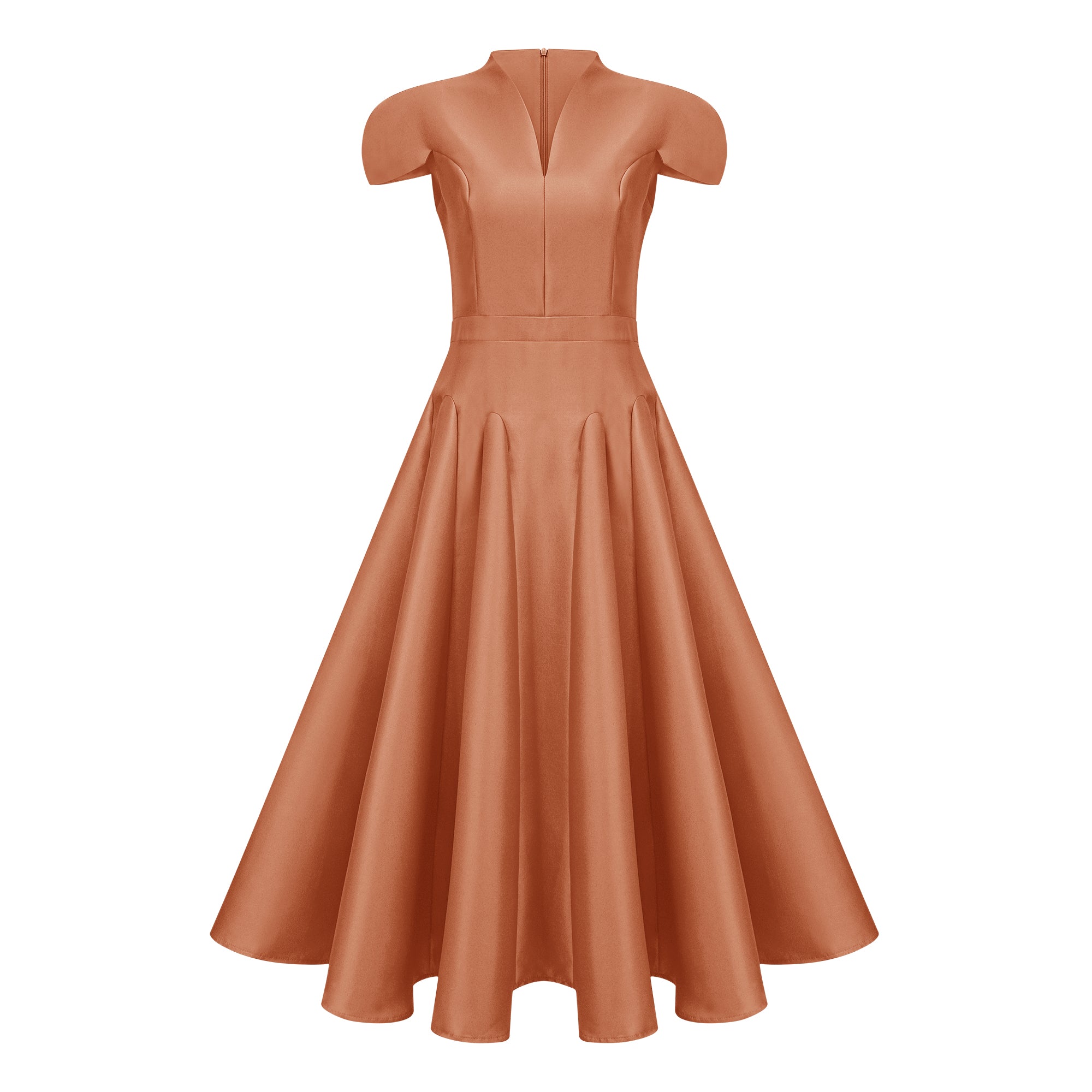 Aventin Rotes Midikleid im Godet-Design