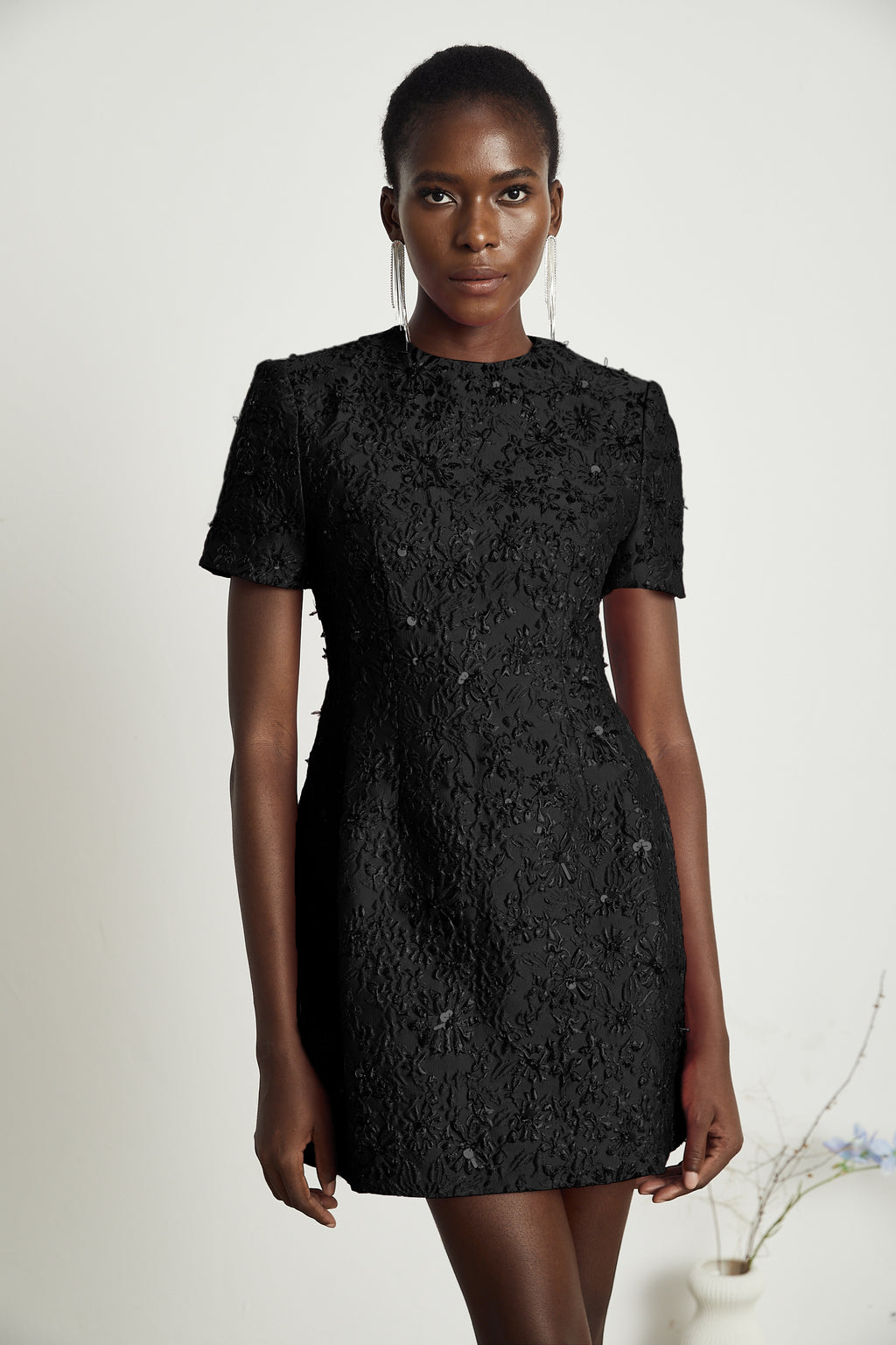 Rosaria Black Embellished Constellation Mini Dress main image 0