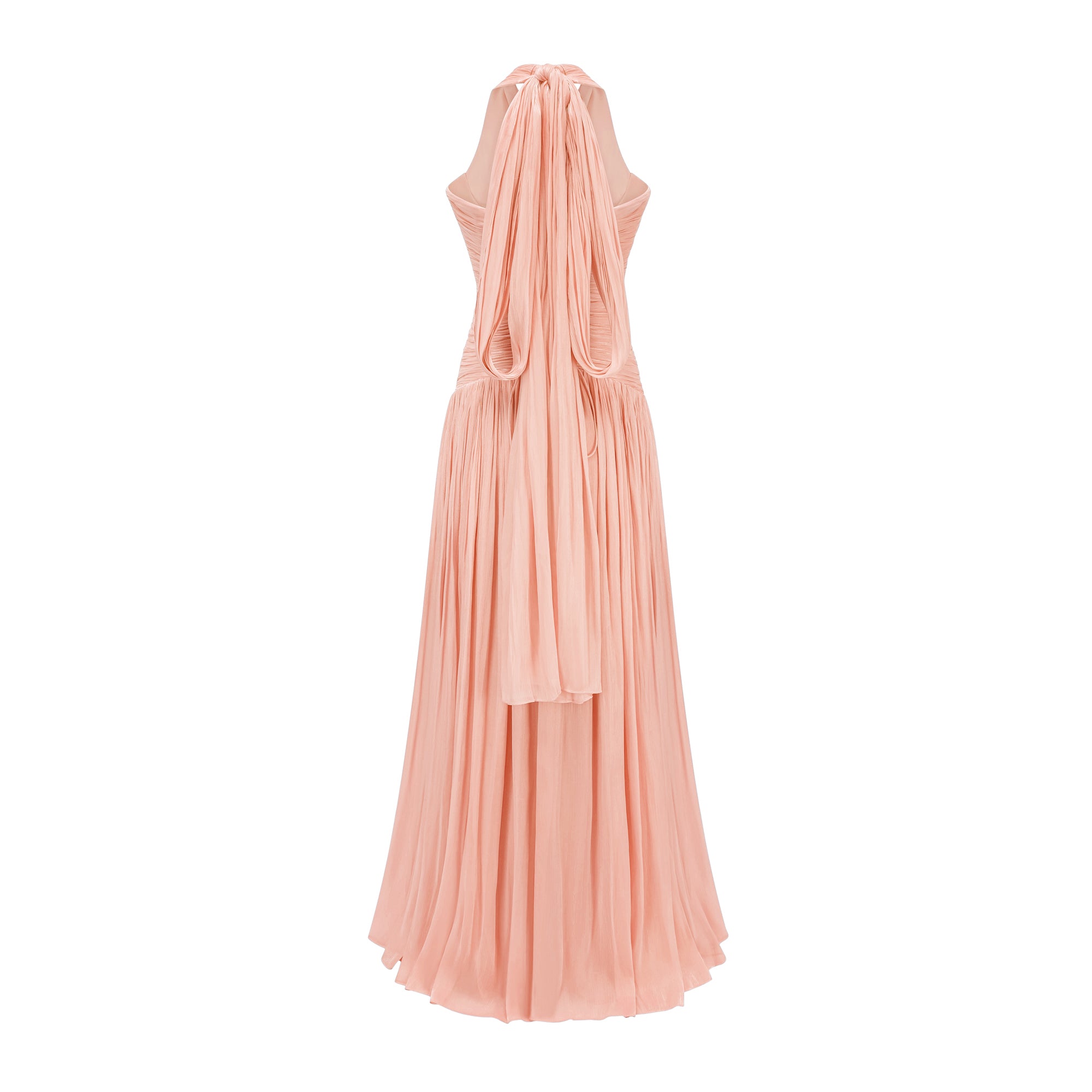 Térébenthine – Rosa glänzendes, gerafftes Maxikleid
