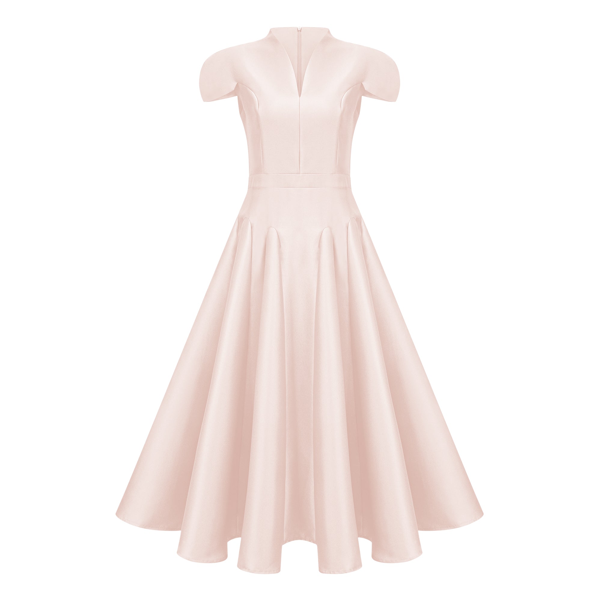 Aventin Pink Godet Design Midi Dress