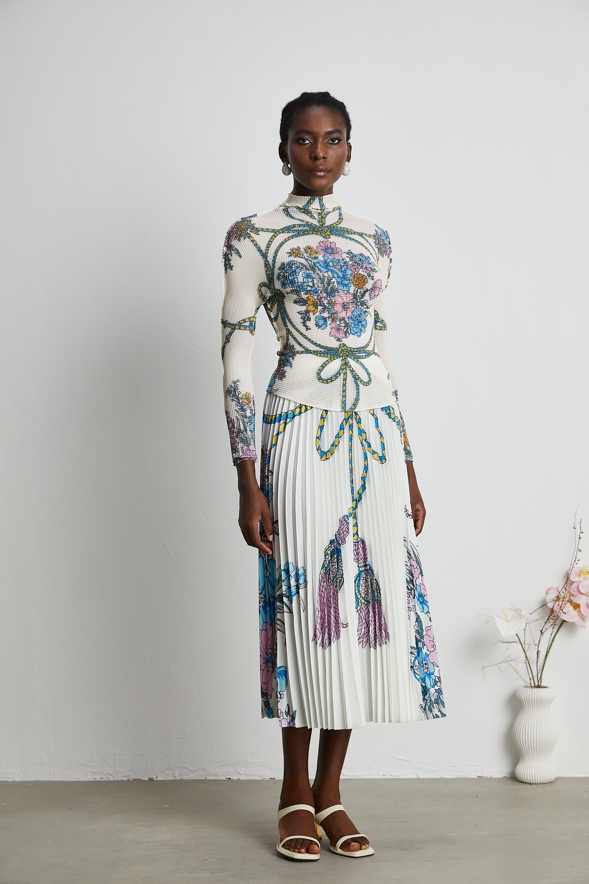 Huguette pattern-print top & skirt matching set