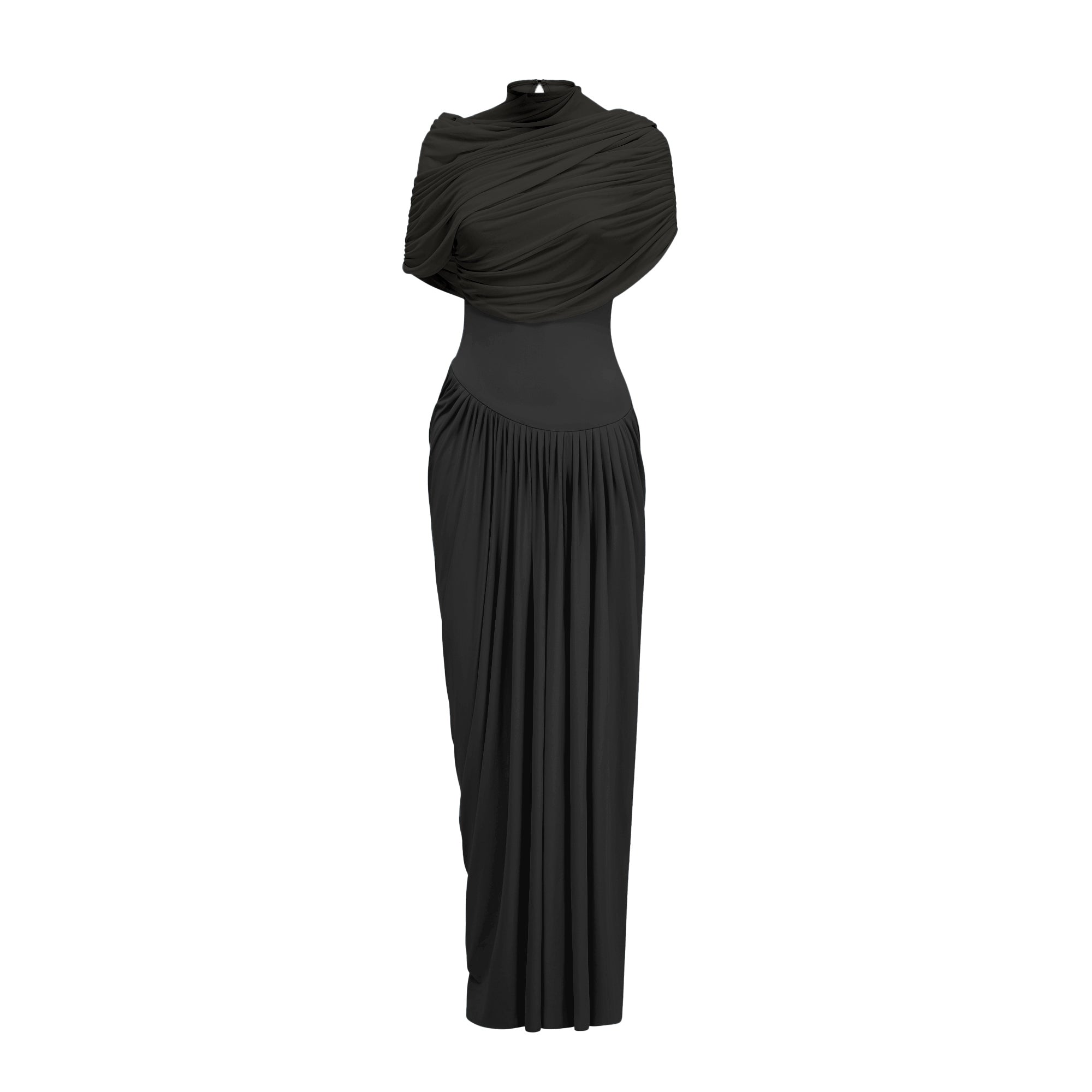 Asymmetrical Pleated Maxi Dress