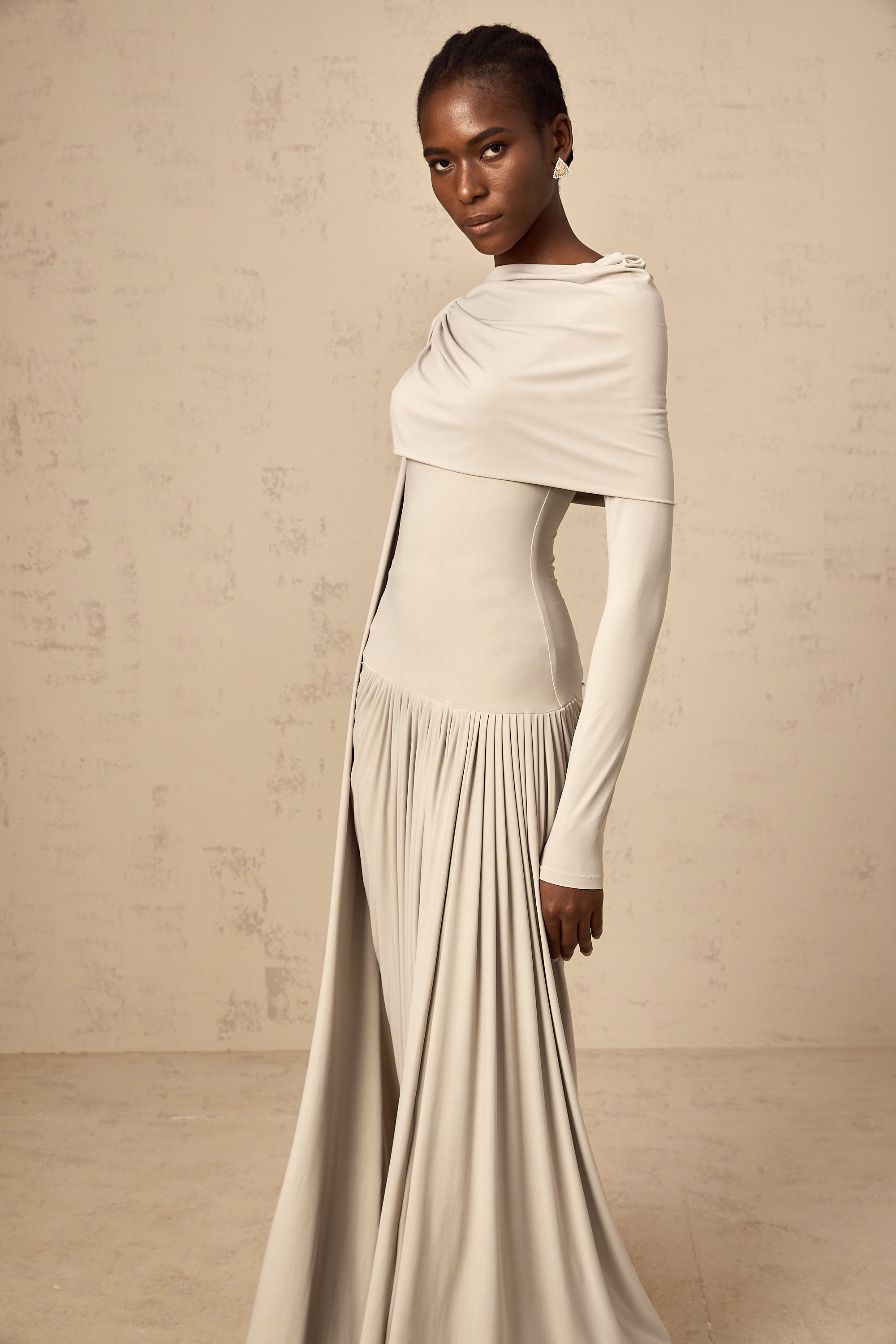 Gaëlle neutrals ribbon-design draped maxi dress (Final Sale-US Only)