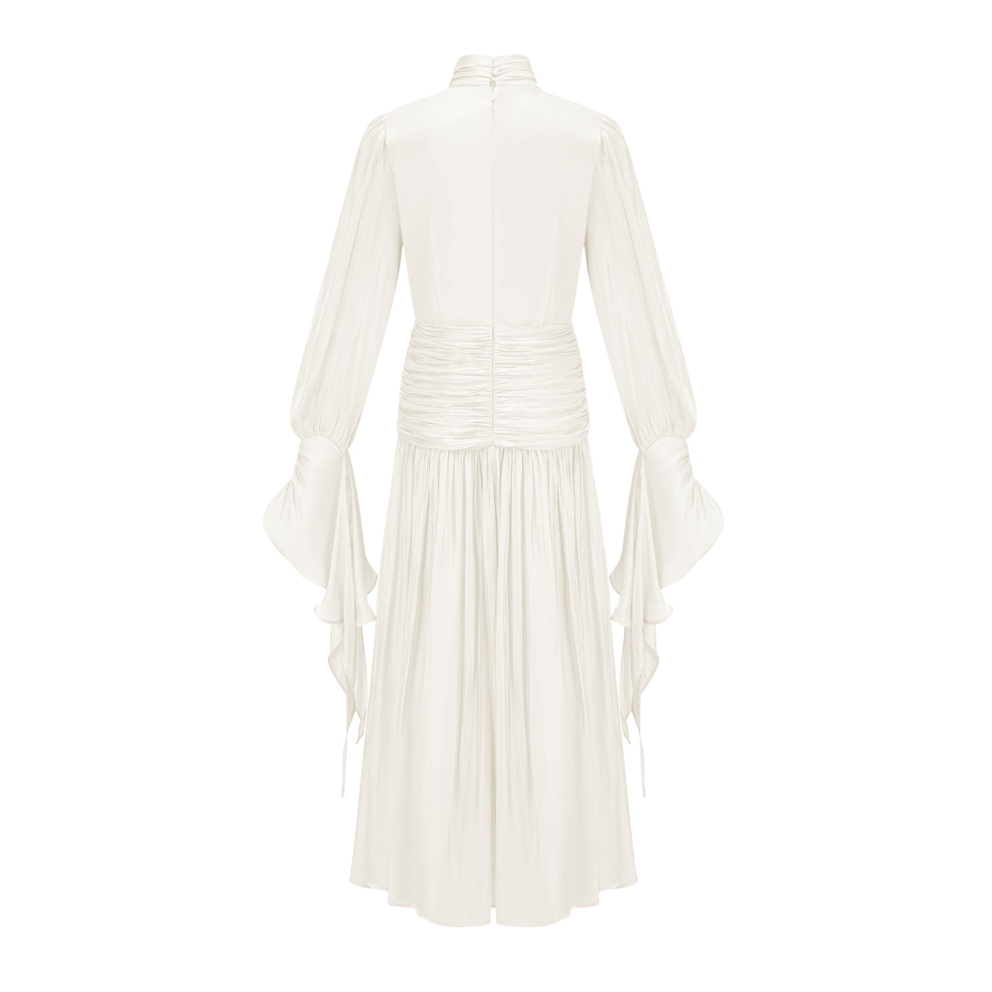 Sarolta Neutral Glossy Ruched Maxi Dress