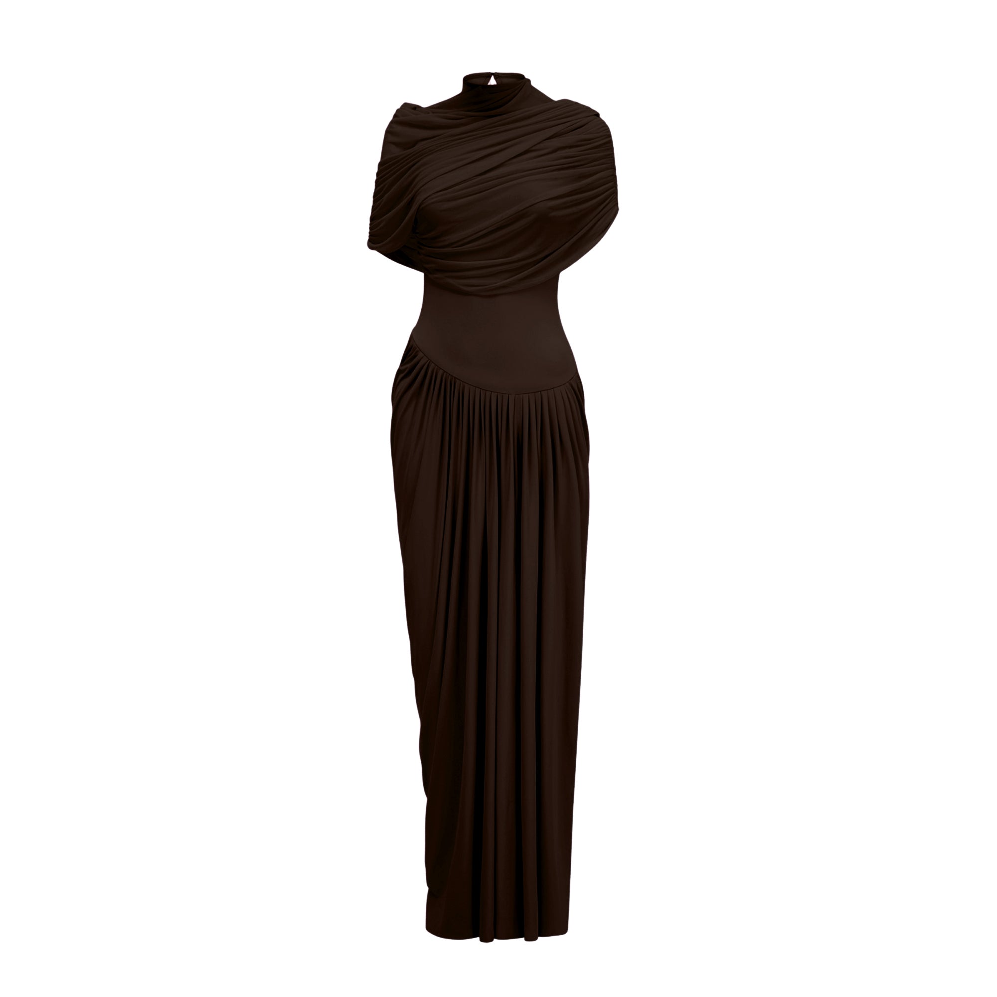 Asymmetrical Pleated Maxi Dress