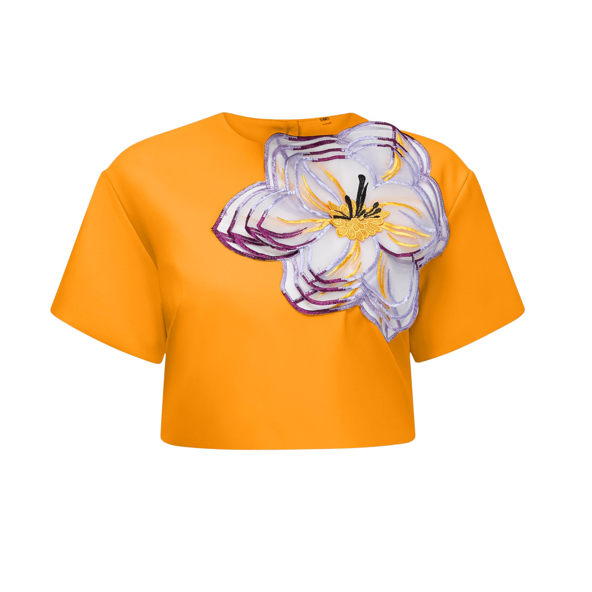 Irène Orange Sequin Floral Embroidered Matching Set