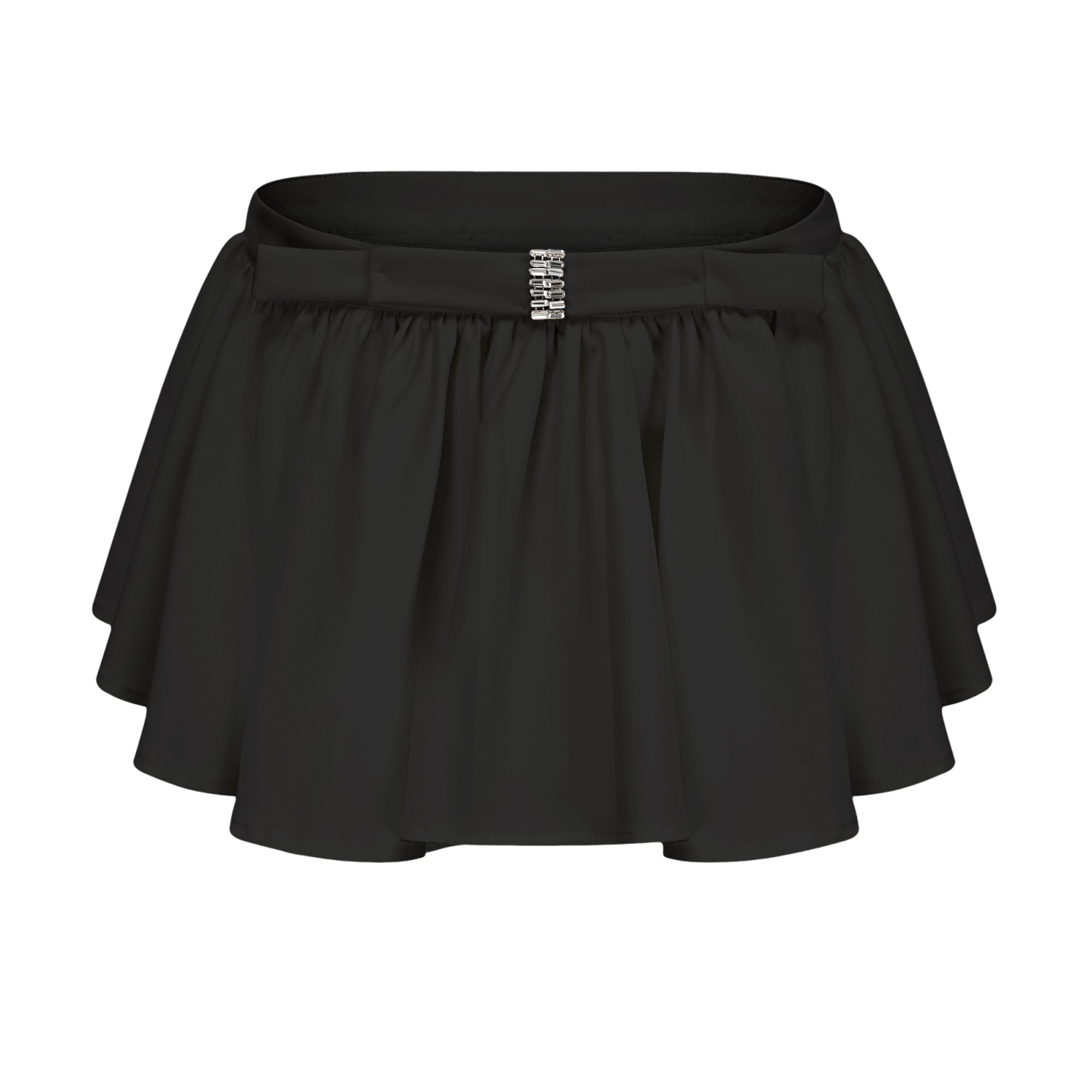 طقم أندريا بلوزة وتنورة من التول غير المتماثل باللون الأسود