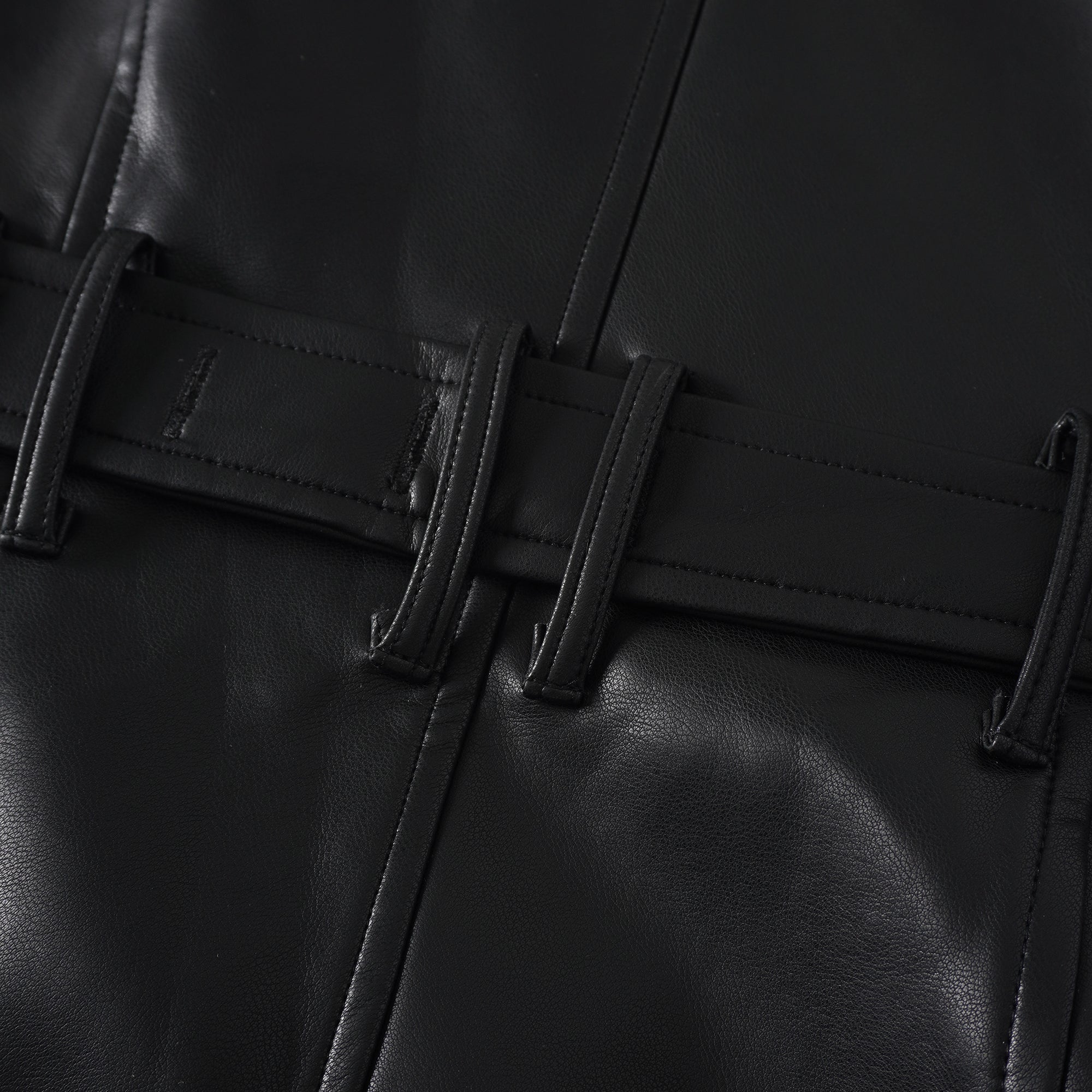 Amarante Black Double-Breasted Leather Mini Dress