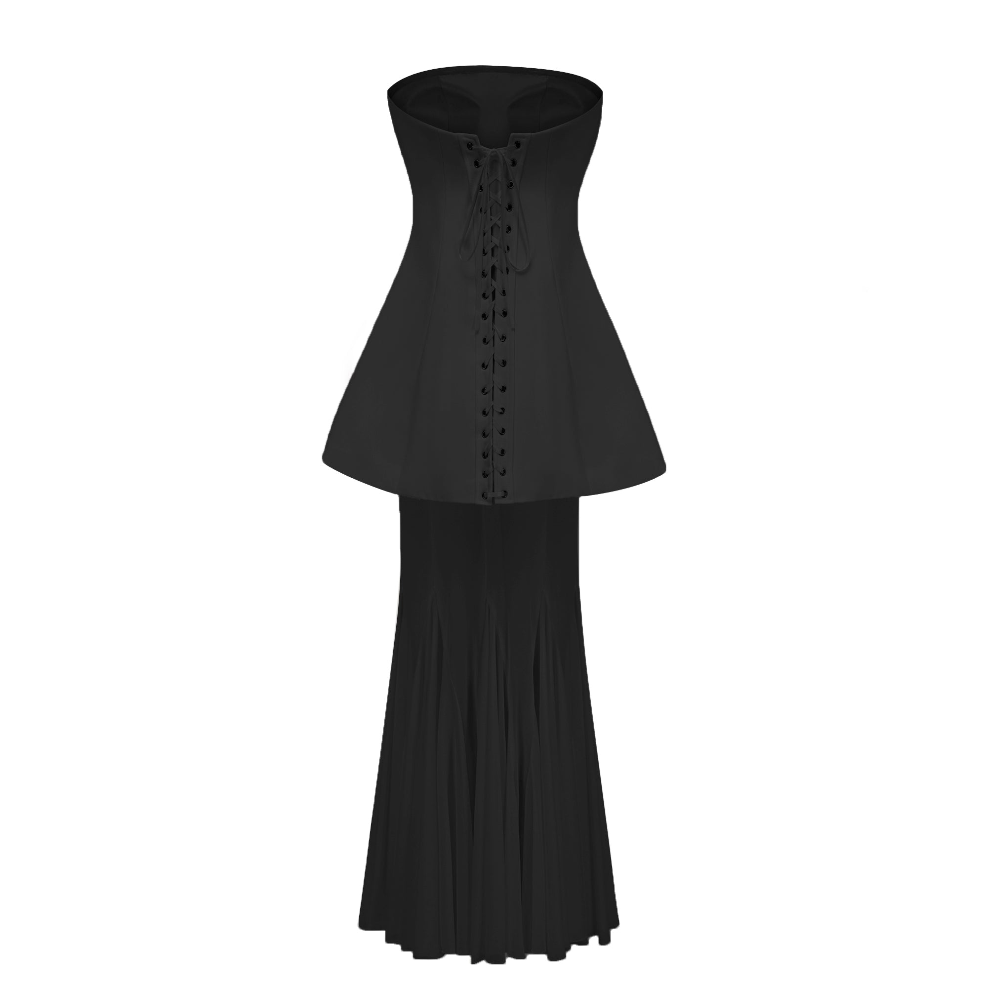 Mélanie Schwarzes Korsettkleid & Netzrock-Set