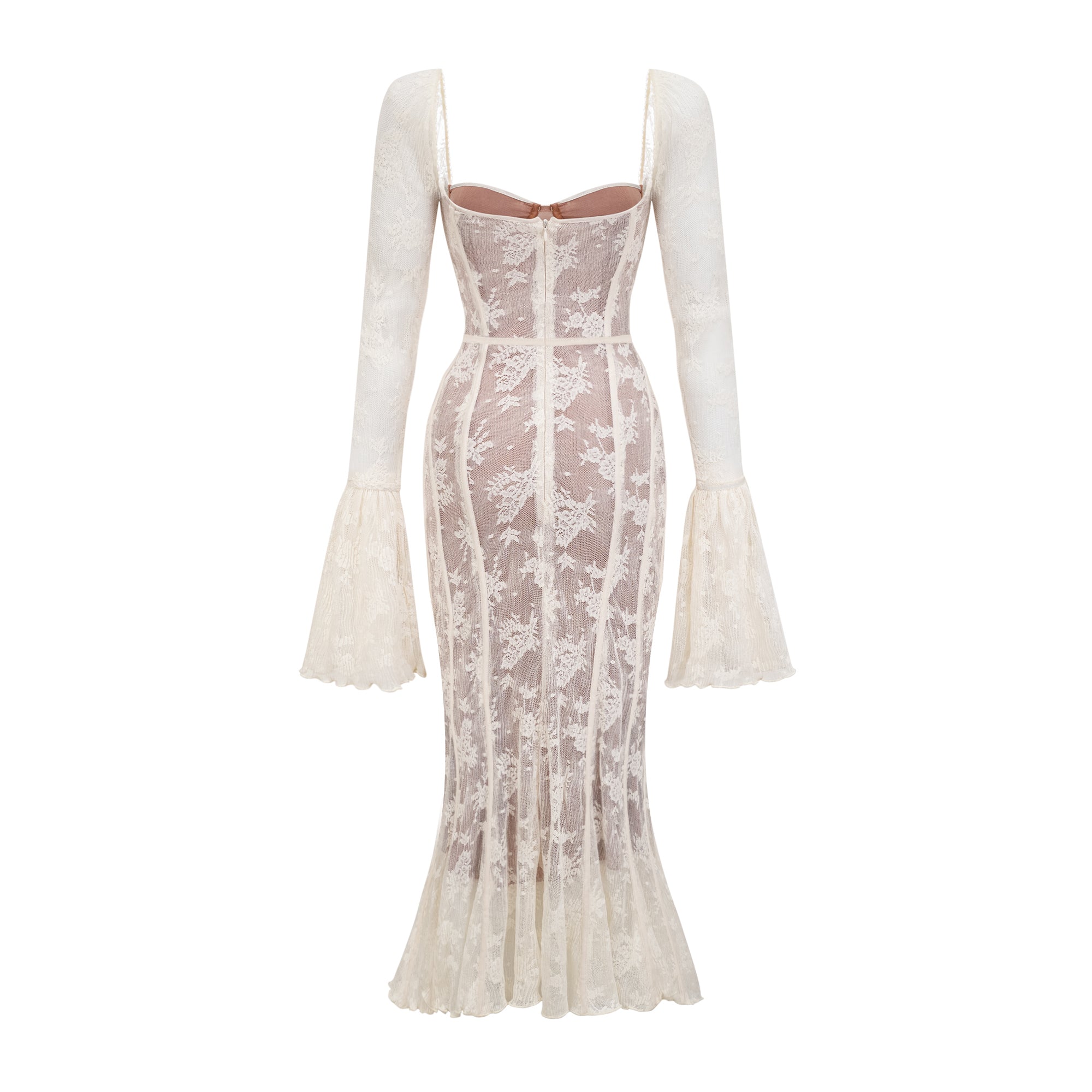 فستان مارلين وايت ماكسي من الدانتيل