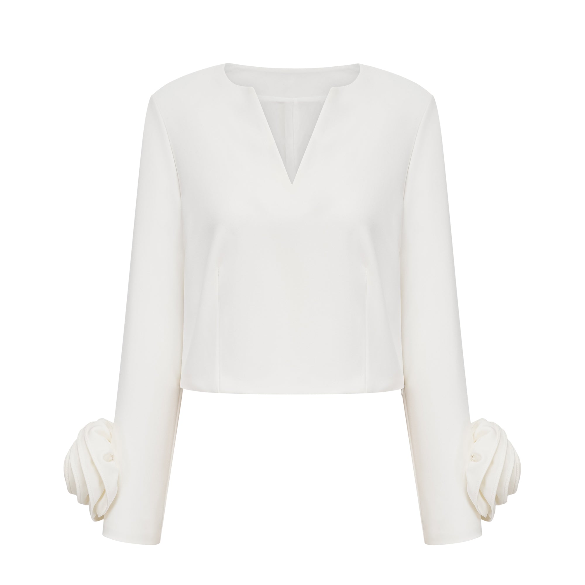 طقم هيلير المكون من بلوزة وتنورة متناسقة ثلاثية الأبعاد باللون الأبيض